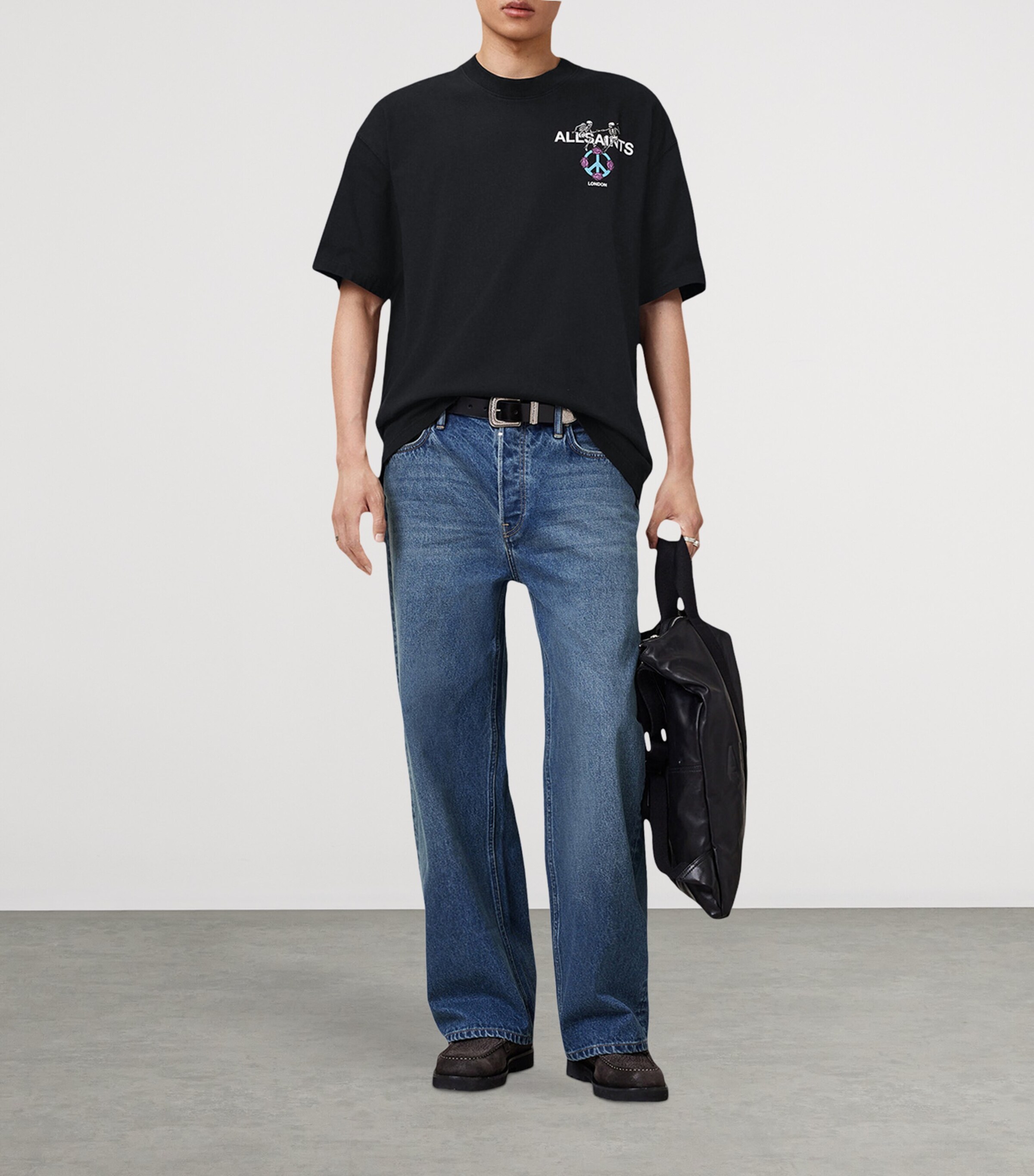 AllSaints Mens Organic Cotton Reincarnate T-Shirt Washed Black Image 7