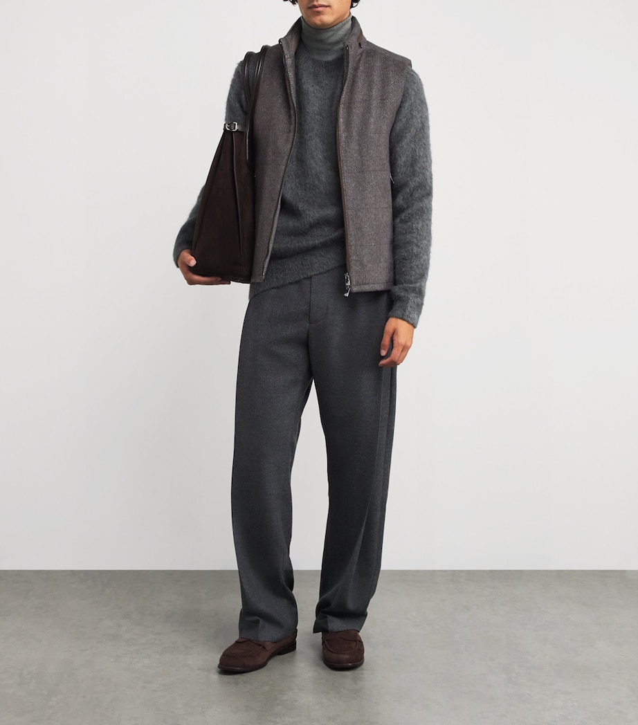 Corneliani Mens Silk-Cashmere Gilet Grey Melange Image 2