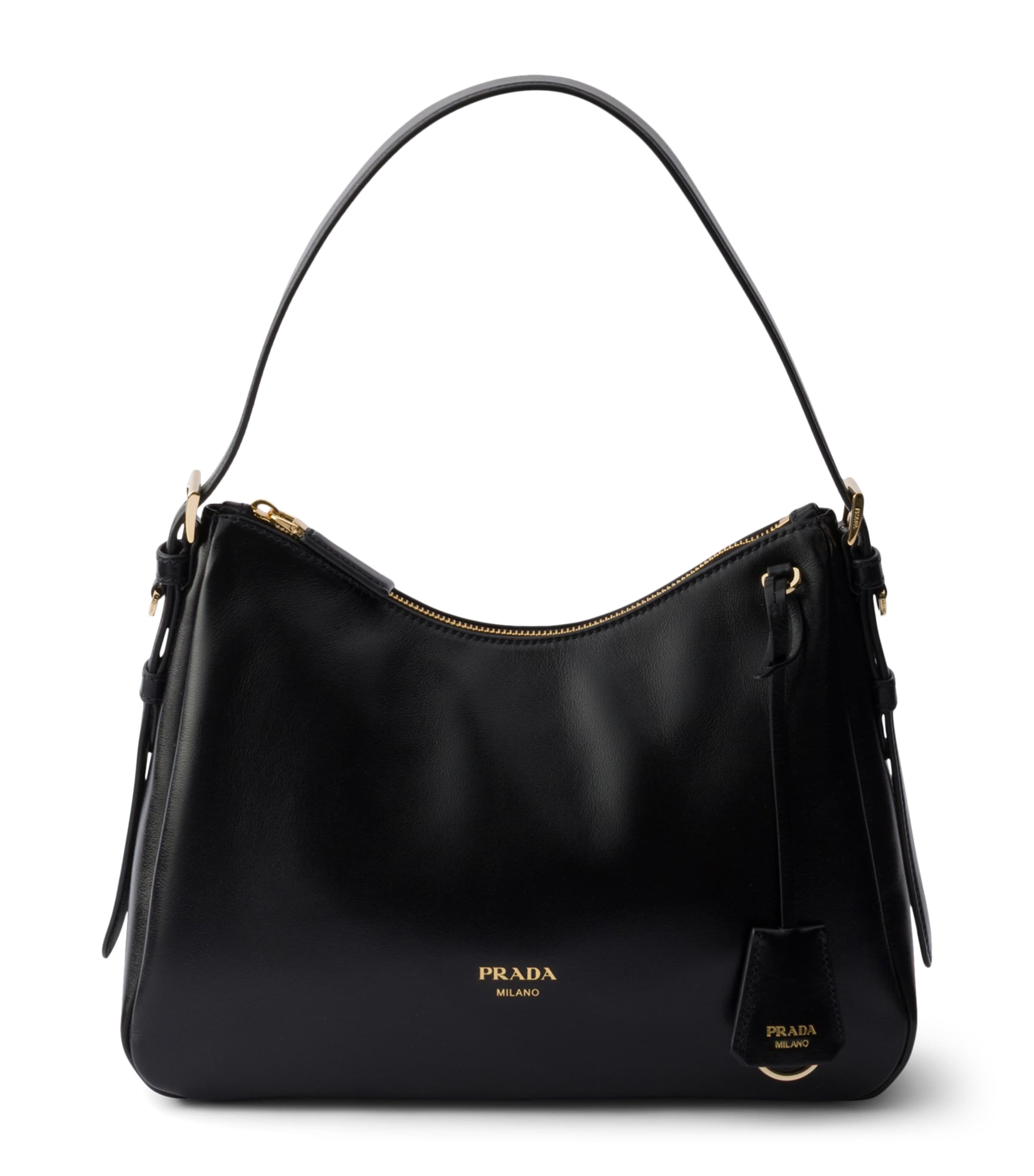 Prada Medium Leather Aimée Shoulder Bag Black Image 1