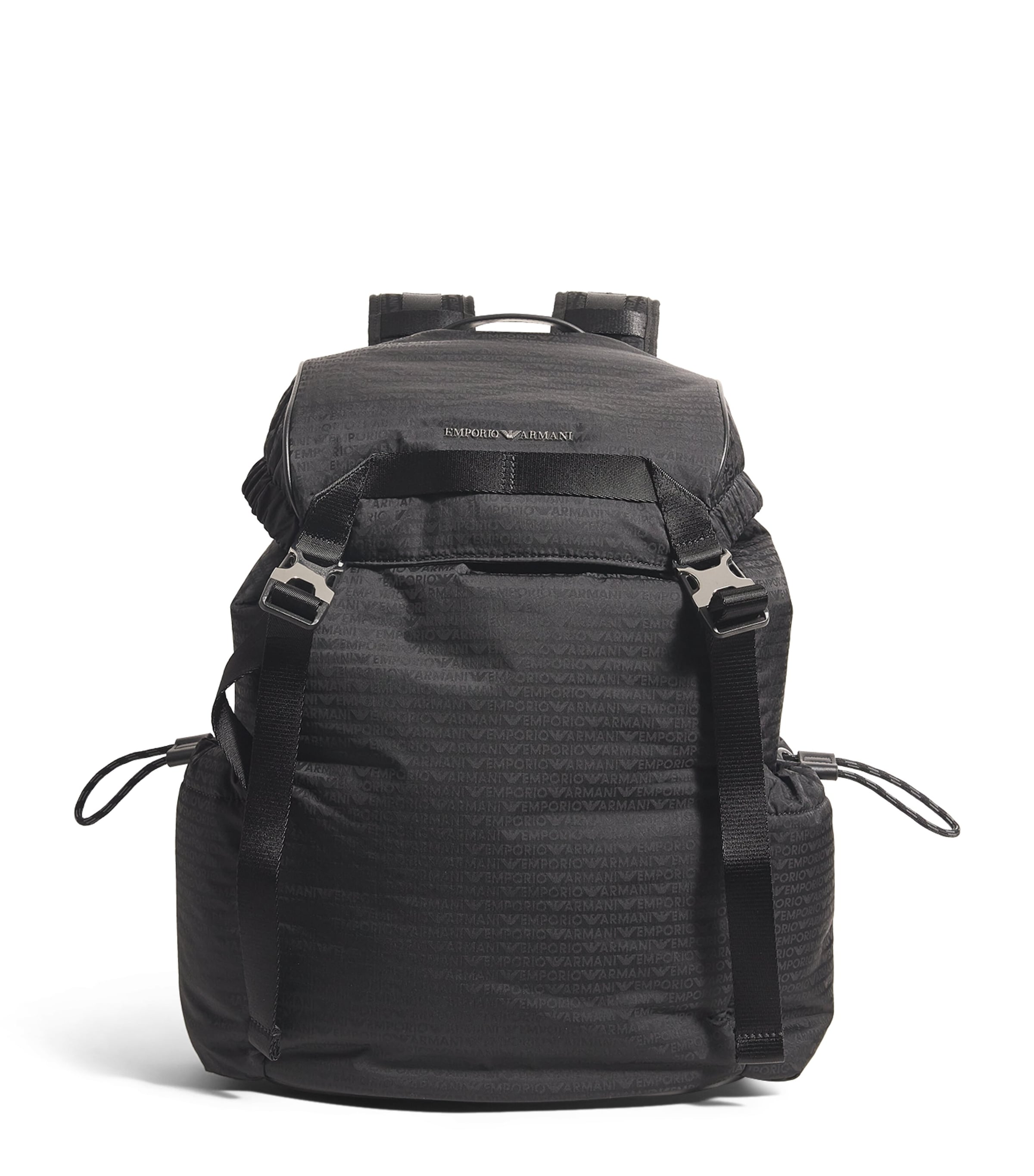 Emporio Armani Jacquard Logo Backpack In Black