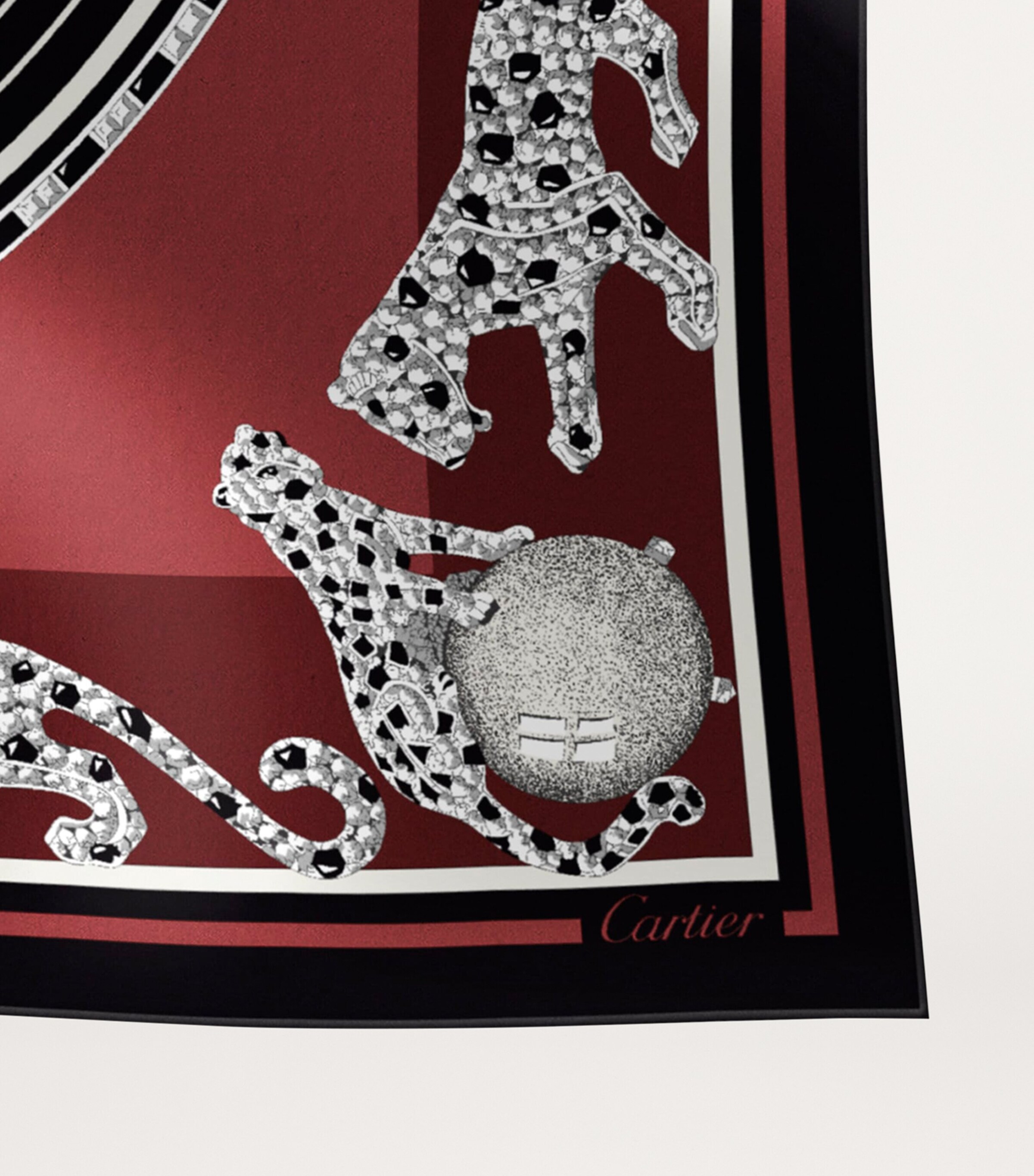 Cartier Burgundy Silk Panthère Reissue Scarf | Harrods UK