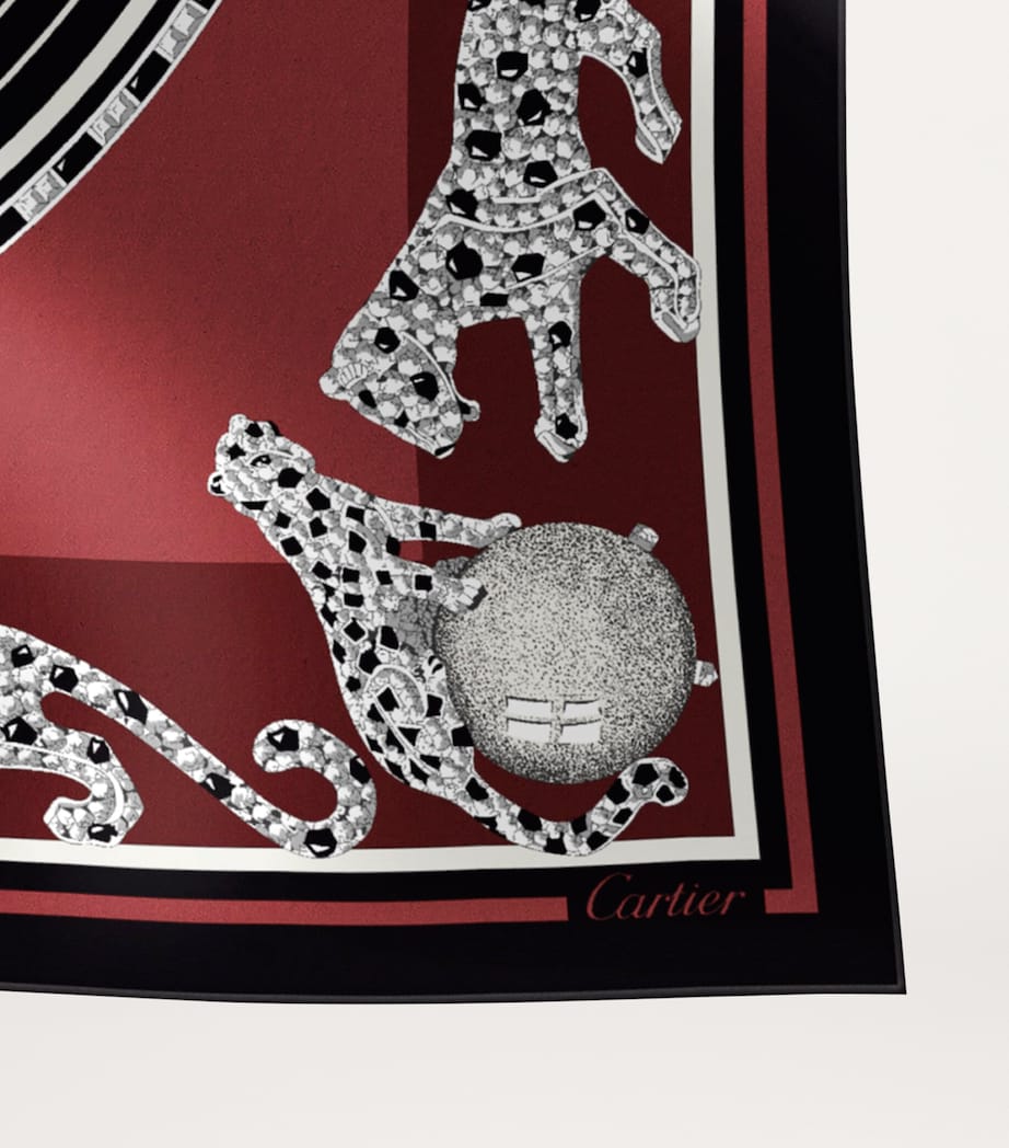 Silk Panthère Reissue Scarf BURGUNDY Image 6