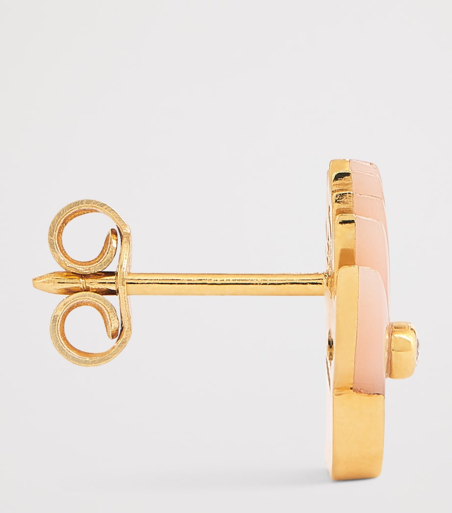 Yellow Gold, Diamond and Coral Psychedeliah Stud Earrings YELLOW GOLD Image 4