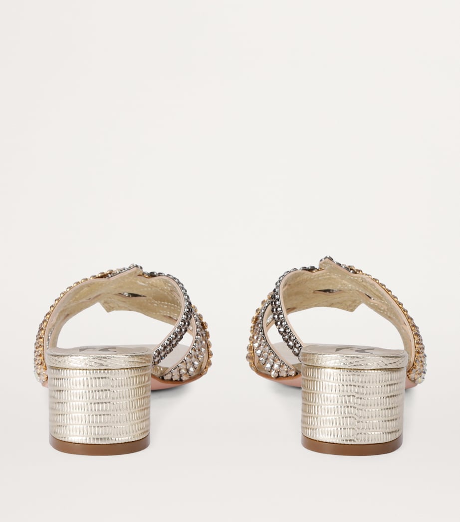Leather Embellished Roma Mules 35 GOLD Image 2