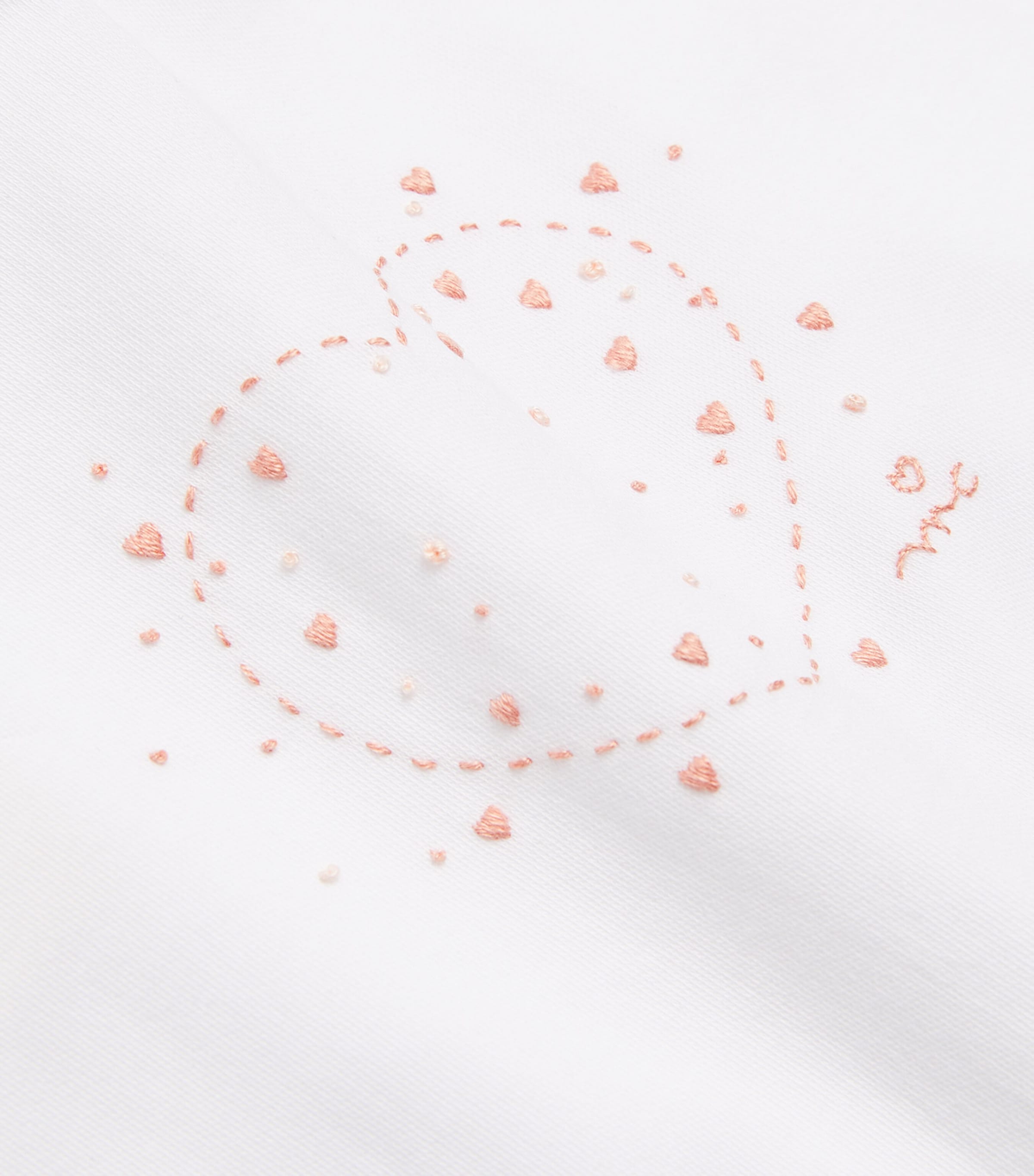 Marie-Chantal White Heart-Embroidered All-In-One (0-12 Months