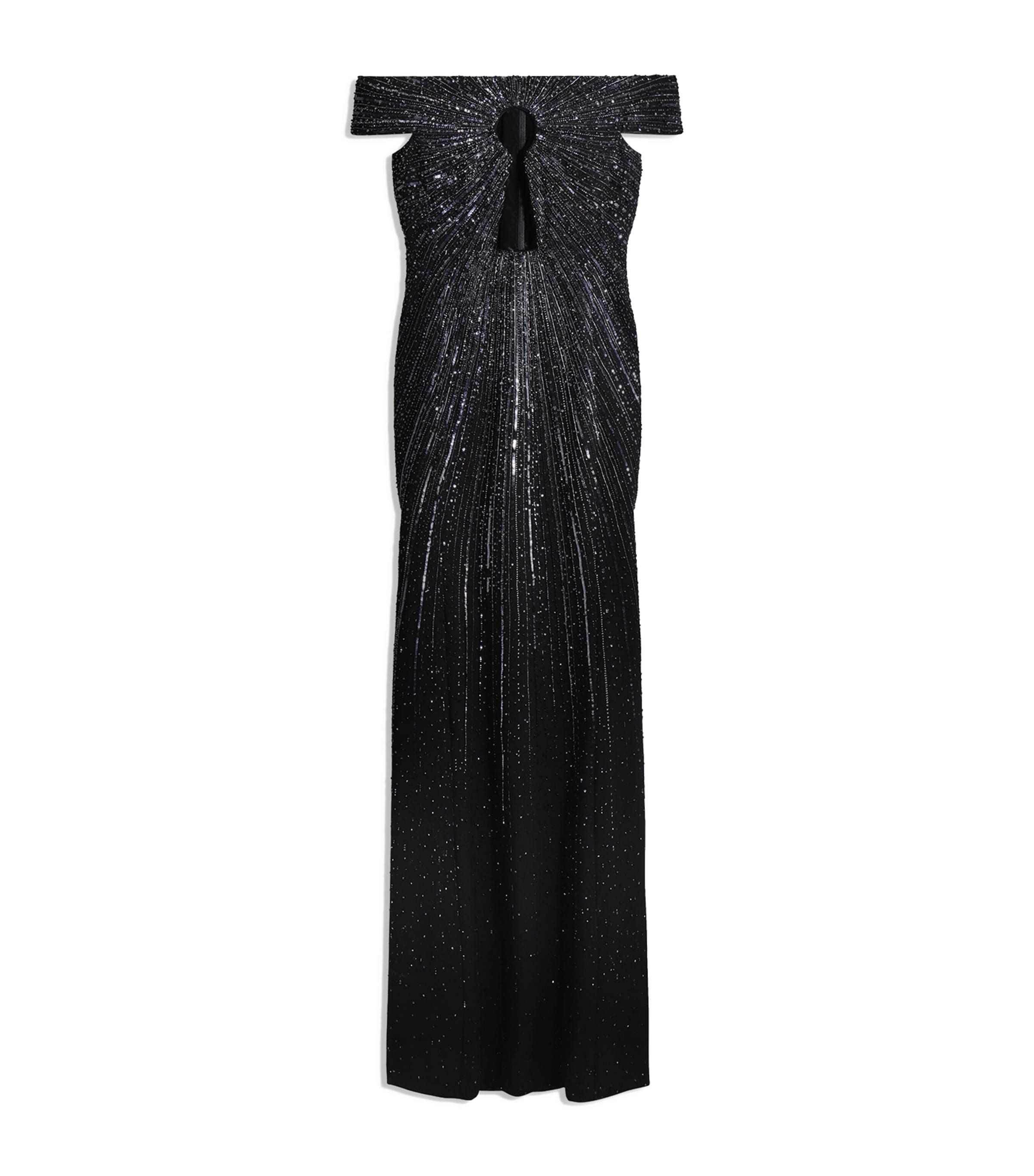 Schiaparelli Womens Sequinned Keyhole Cut-Out Gown Black Image 1