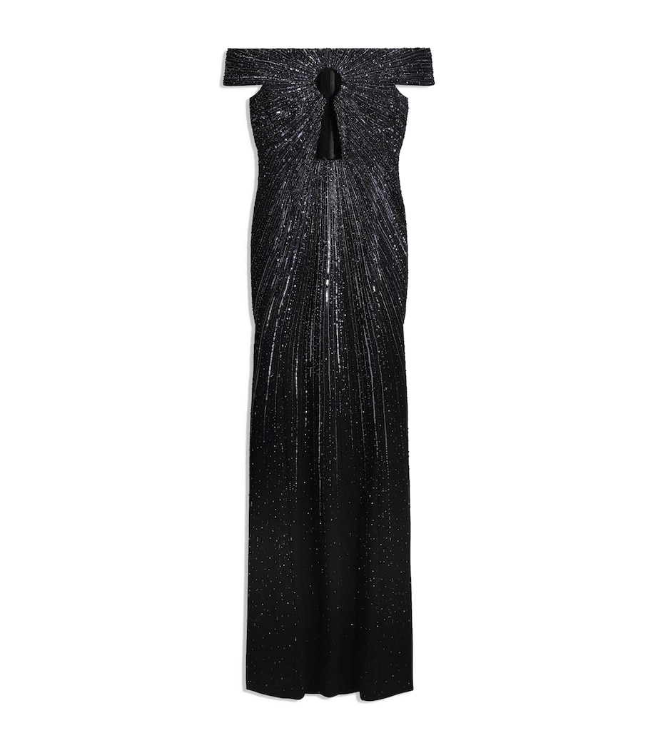Schiaparelli Womens Sequinned Keyhole Cut-Out Gown Black Image 1