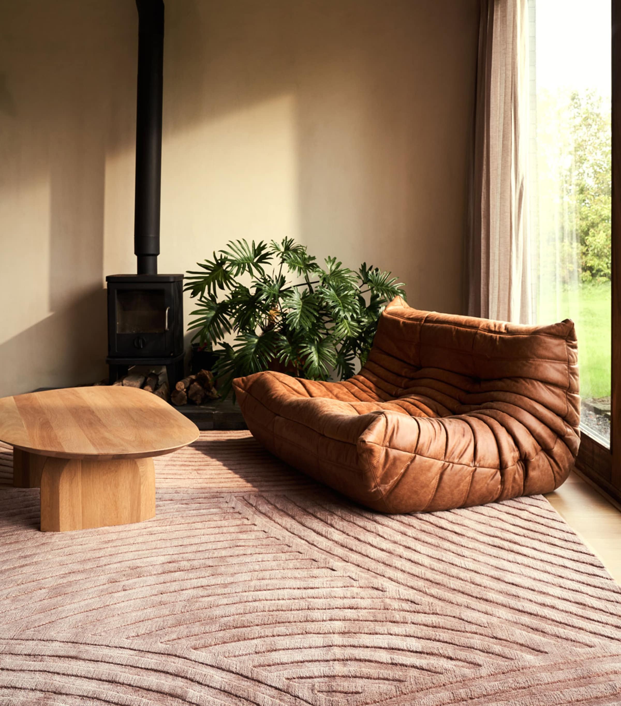 Wool-Silk Sono Salmon Rug (2.74m x 1.83m) PINK Image 3