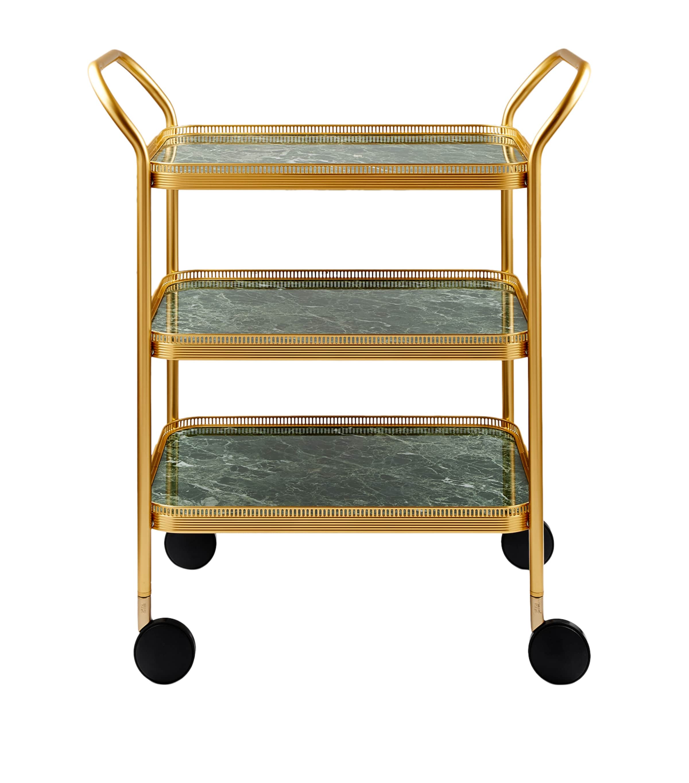 Kaymet Green Marble Three-Tiered Trolley | Dining | Serveware | Serving Trays | Designers | Kaymet | Dining Room
