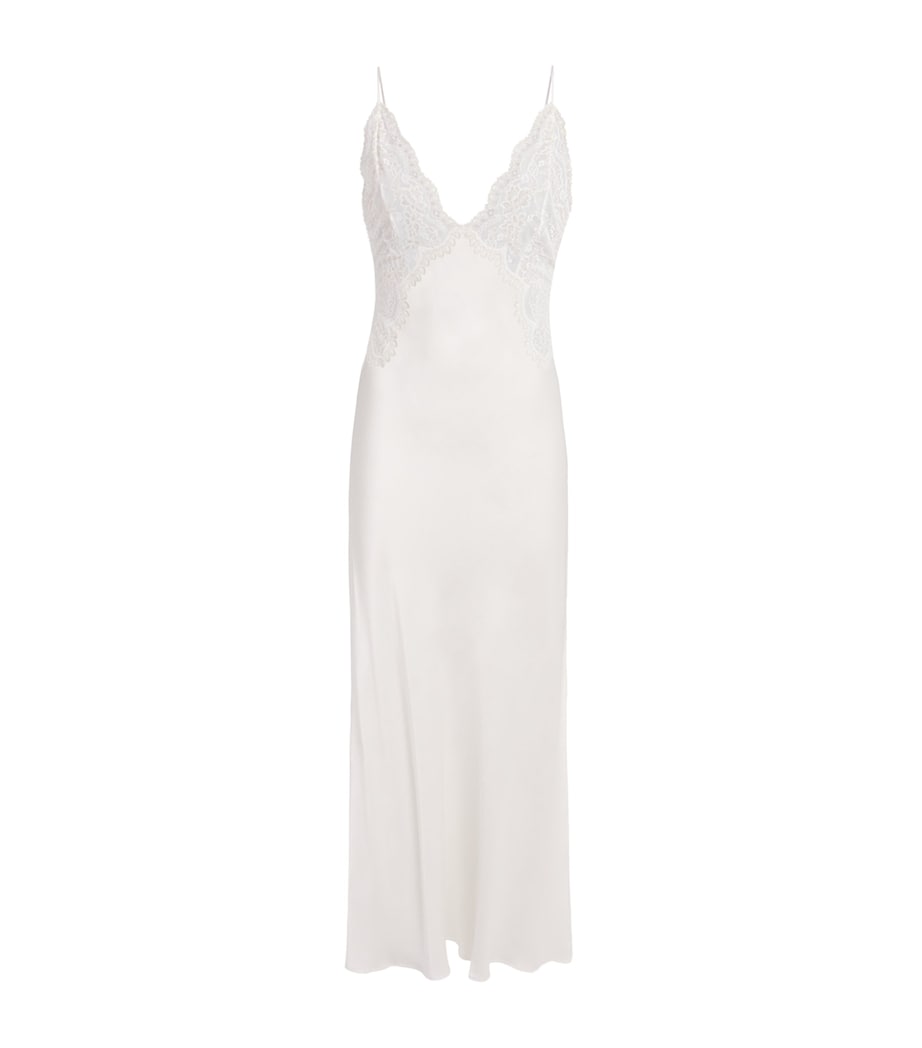 Bocan Womens Satin-Lace Sera Nightdress Off White Image 1