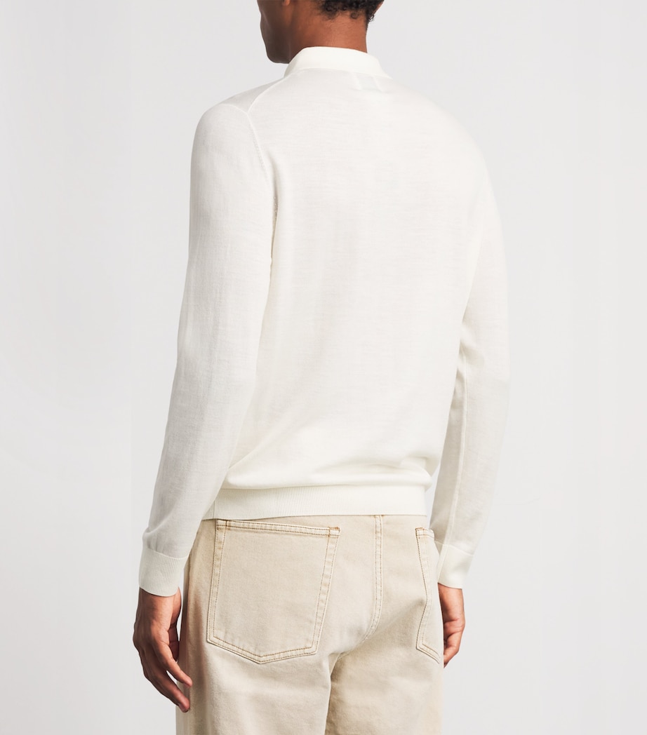 Allude Mens Virgin Wool Open-Collar Polo Sweater Image 5
