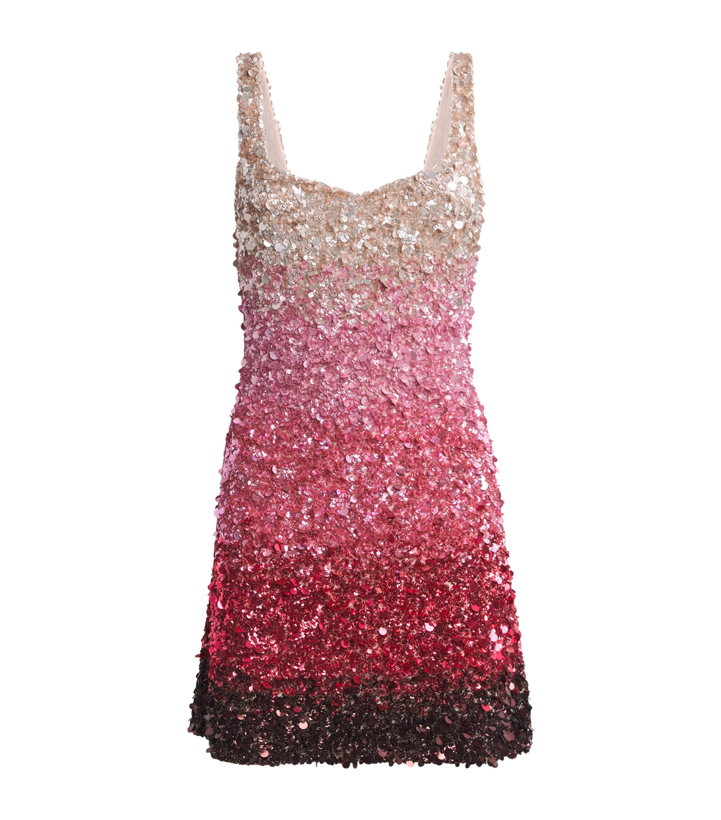 Alice+Olivia Womens Embellished Eve Mini Dress Asc Ombre Pink Image 1