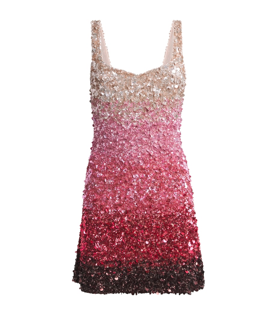 Alice+Olivia Womens Embellished Eve Mini Dress Asc Ombre Pink Image 1