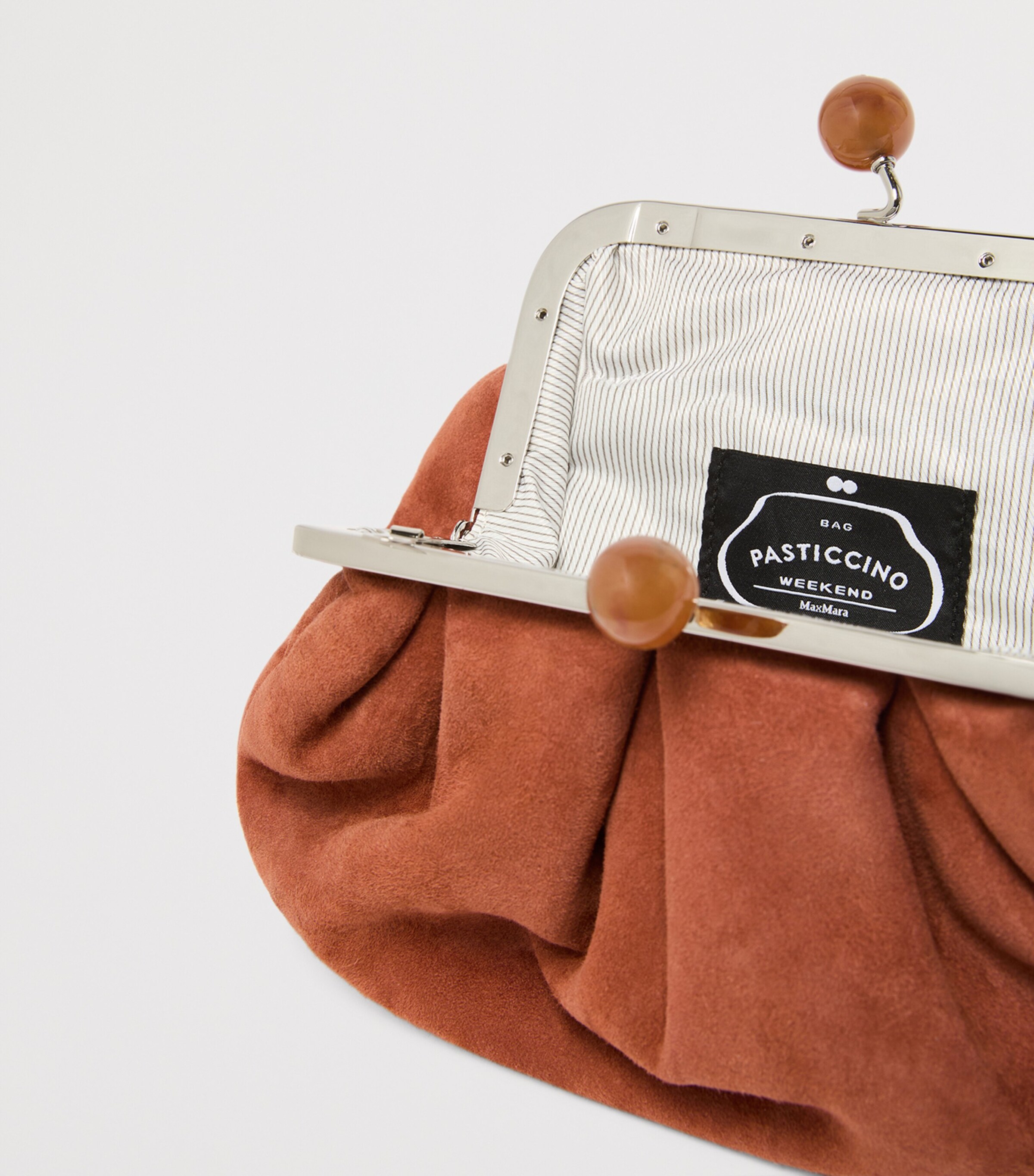 Weekend Max Mara Suede Leather Pasticcino Clutch Bag Brown Image 5