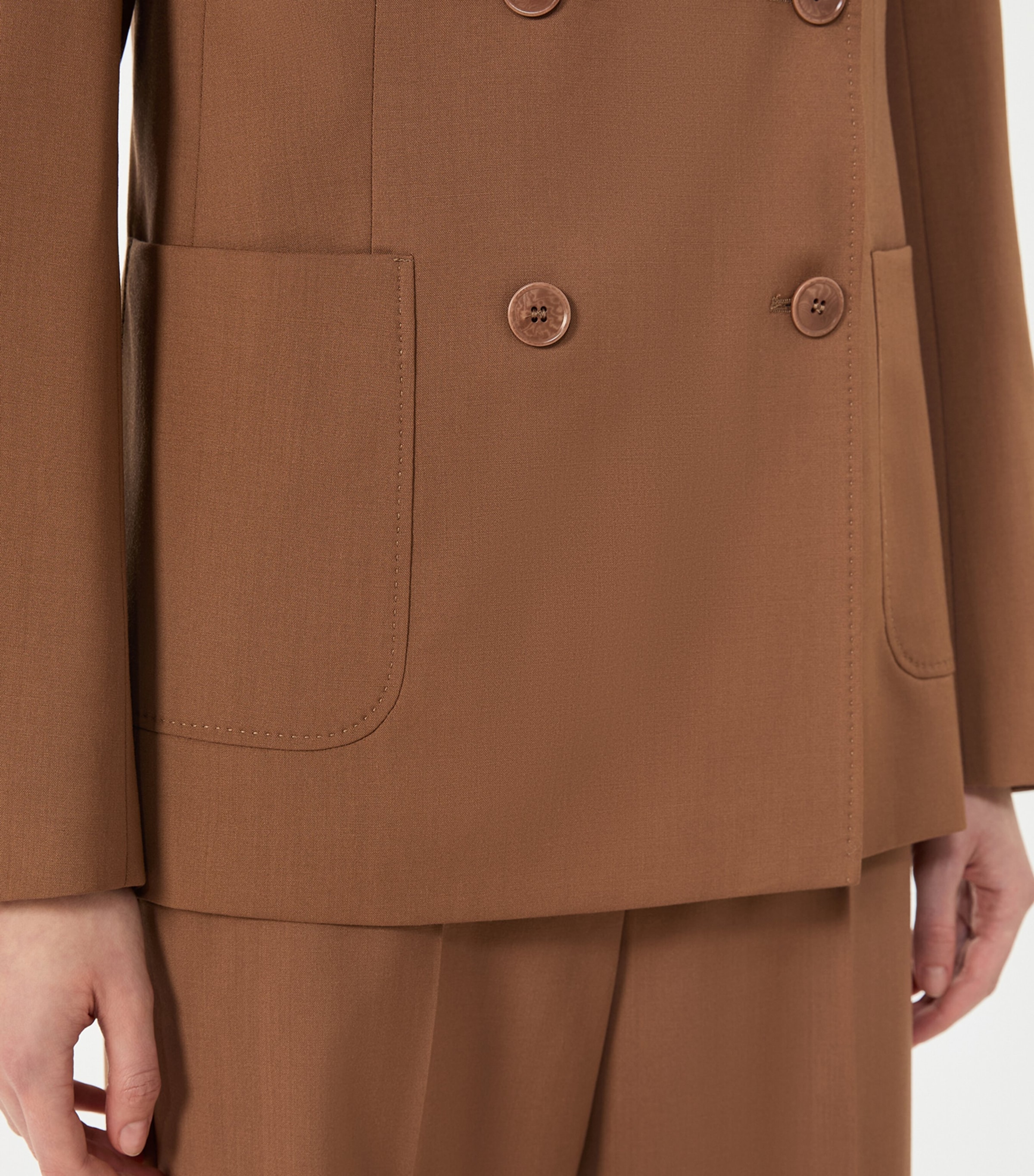 Virgin Wool Double-Breasted Blazer TOBACCO Image 6