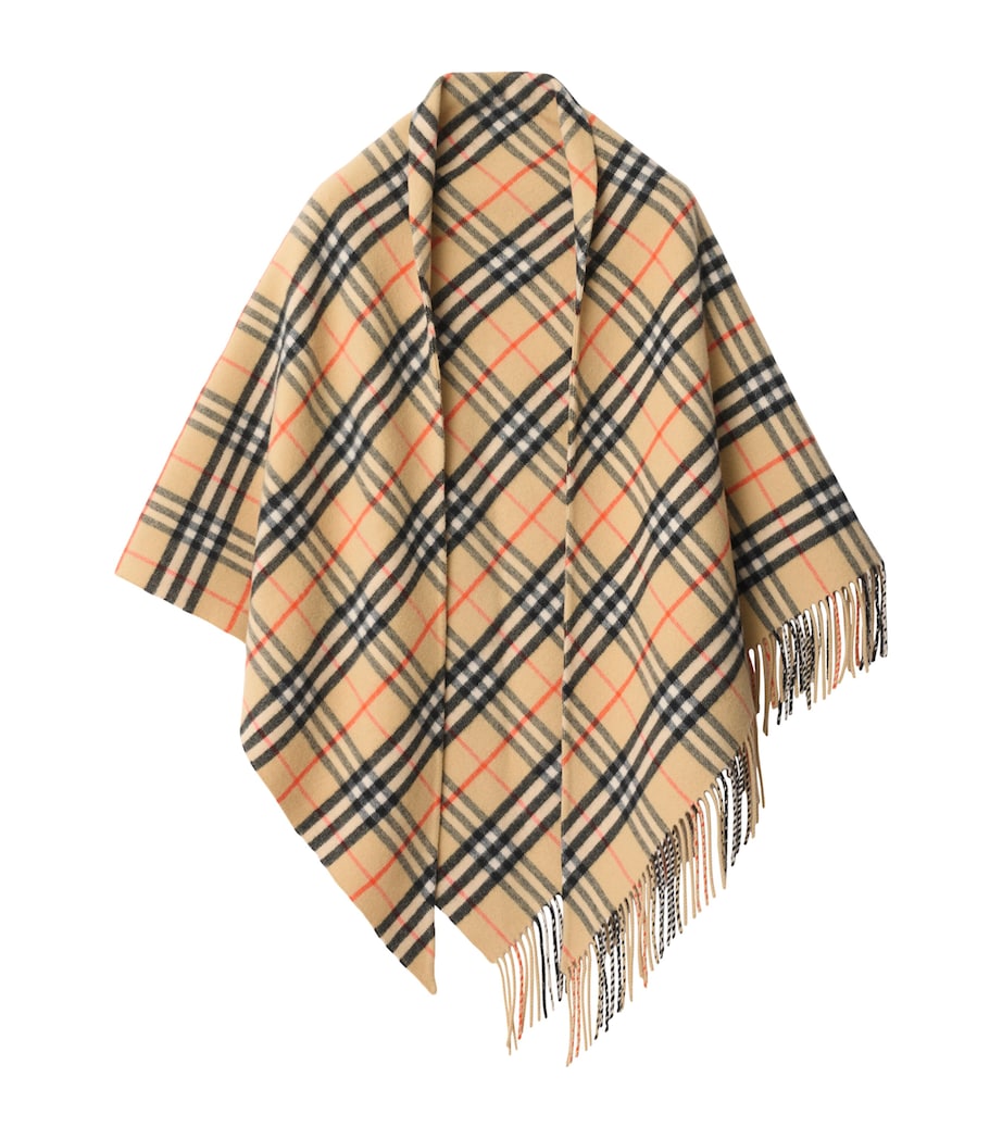 Wool-Cashmere Check Cape SAND Image 1