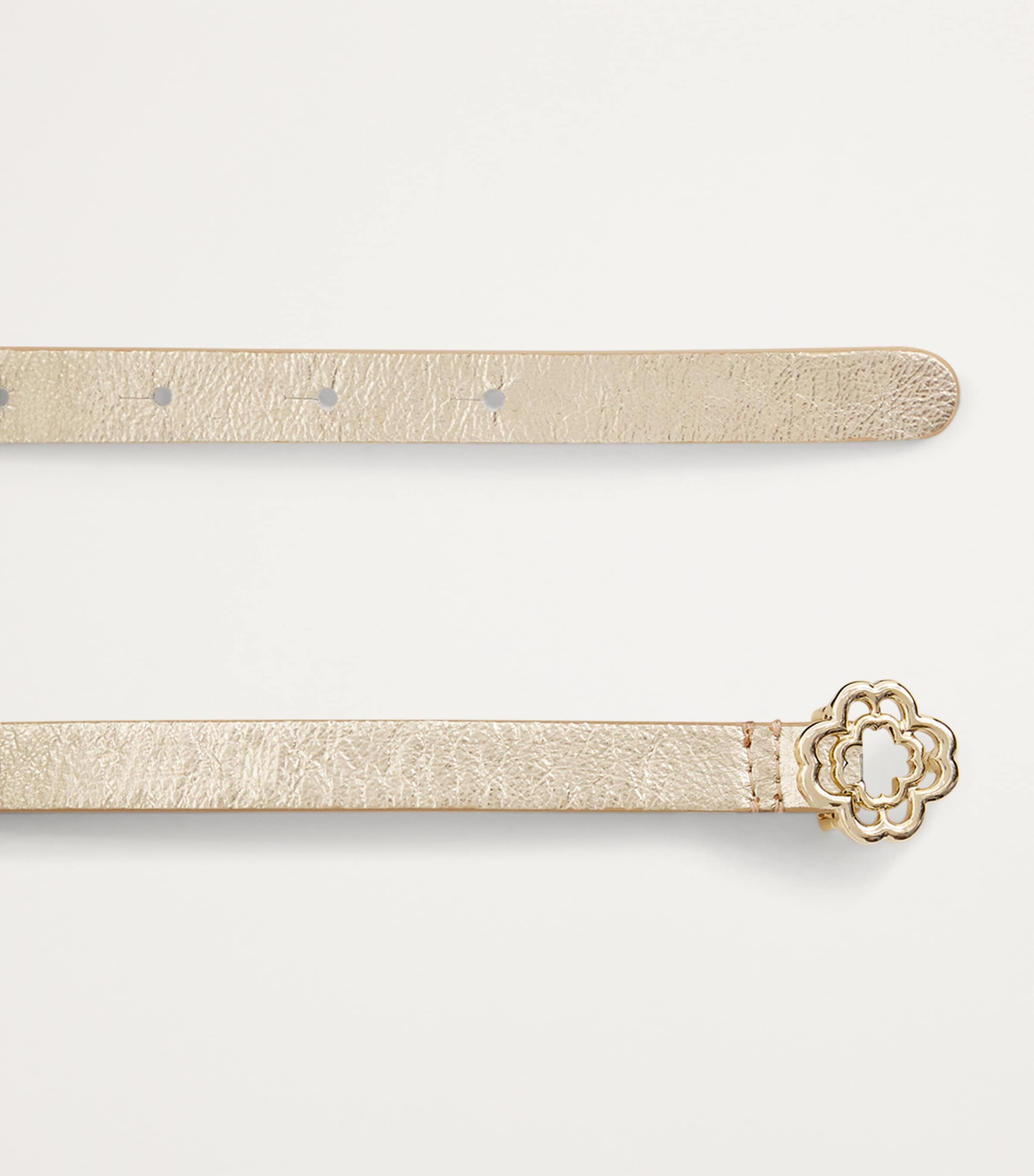 Leather Clover Belt LIGHT GOLD Image 4