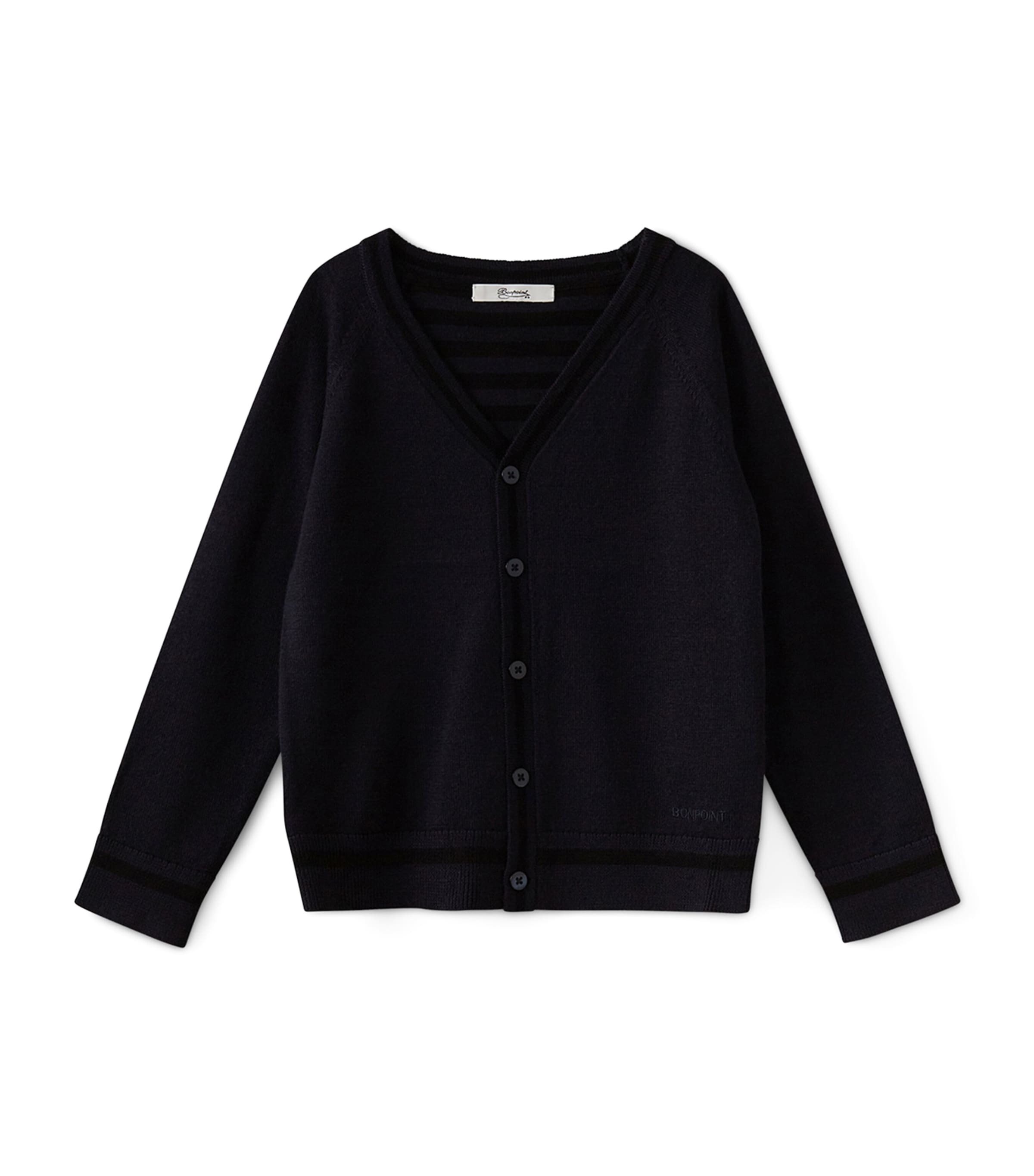 Bonpoint Wool V-Neck Cardigan (10-12 Years) Upb Marine Image 1