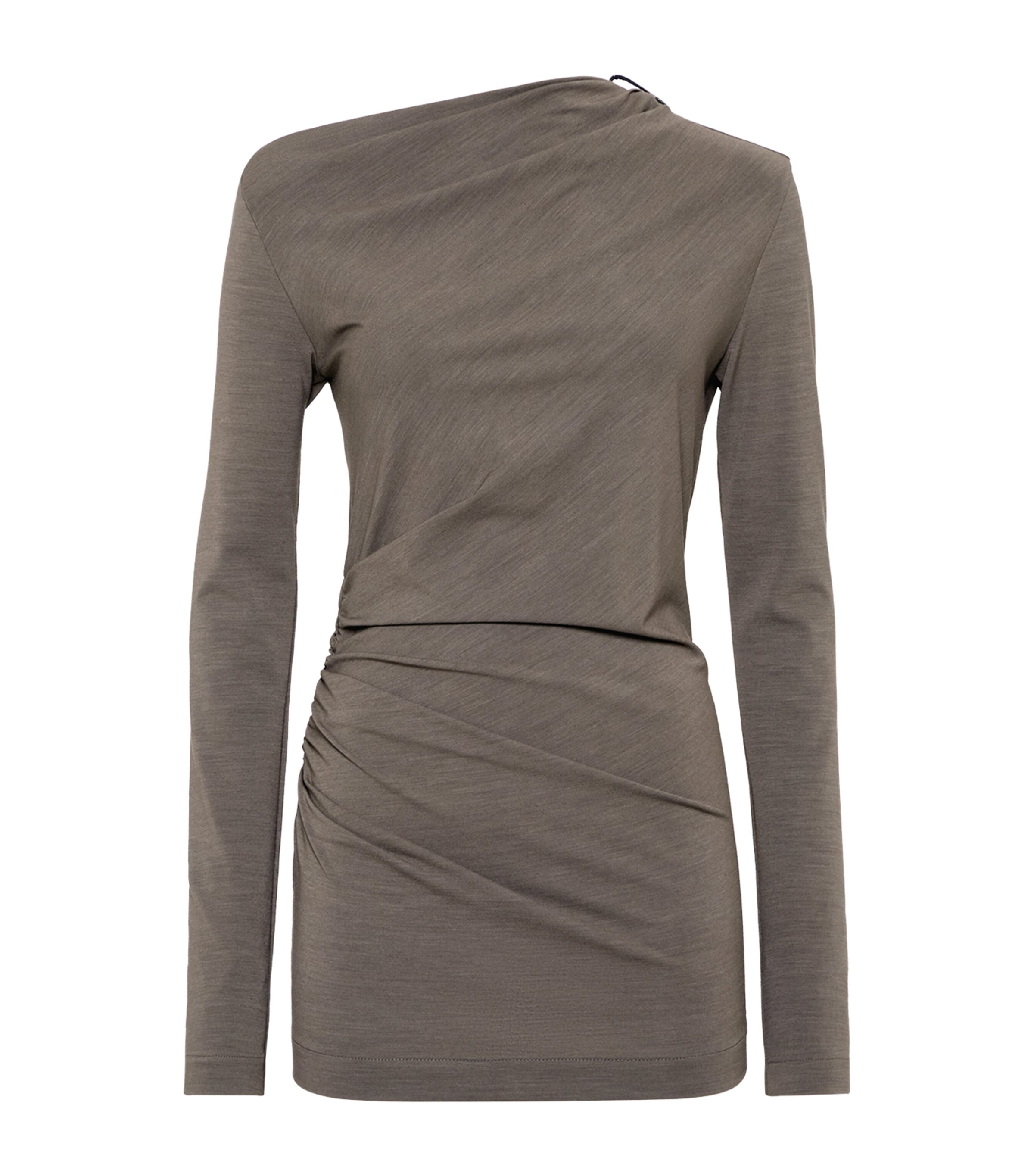 Brunello Cucinelli Jersey Ruched Long-sleeve T-shirt In Black