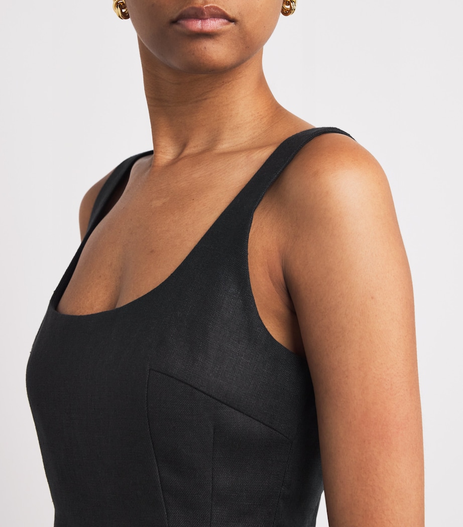 Linen Rosalie Peplum Top BLACK Image 6
