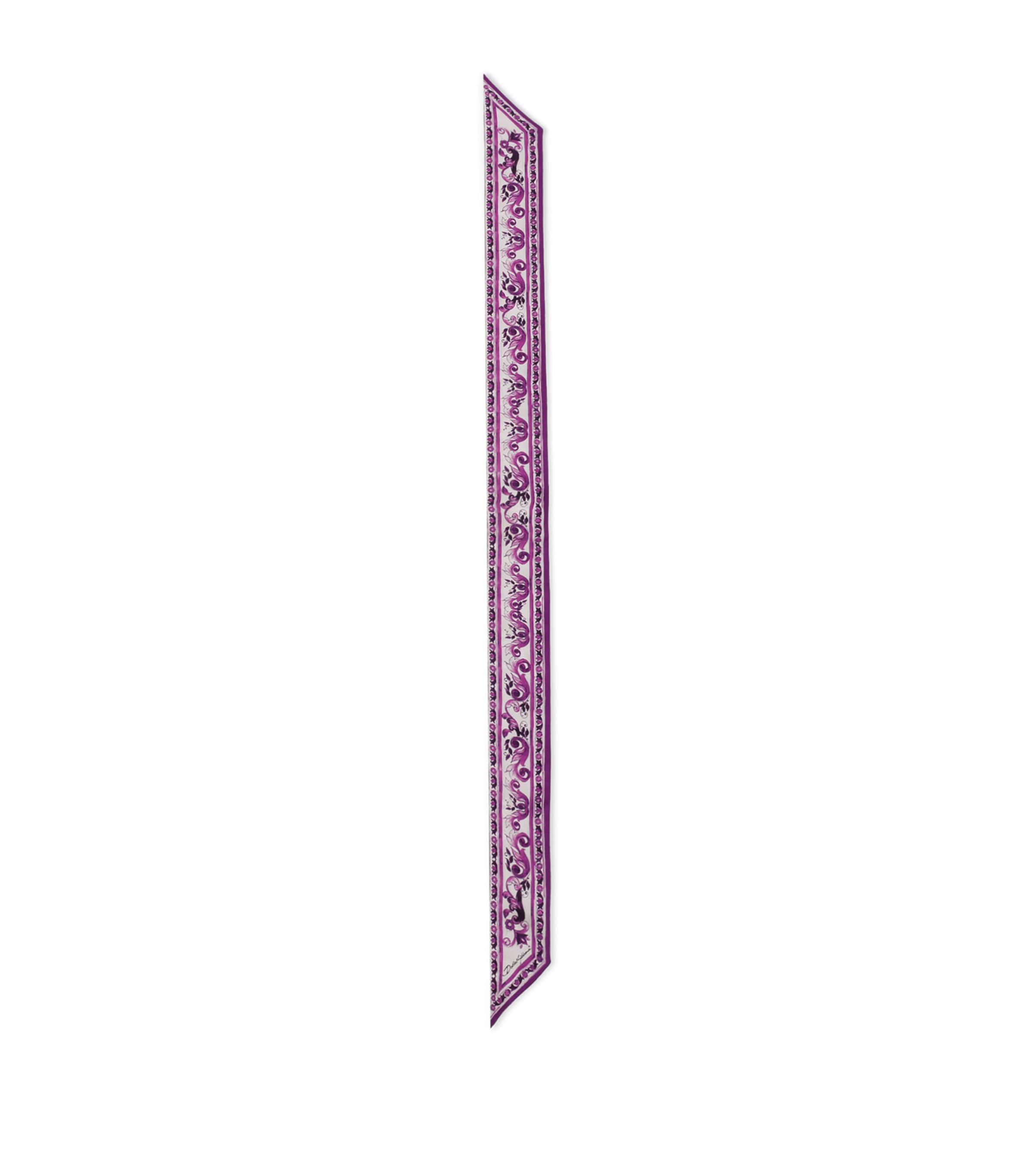 Dolce & Gabbana Silk Majolica Print Scarf In Purple