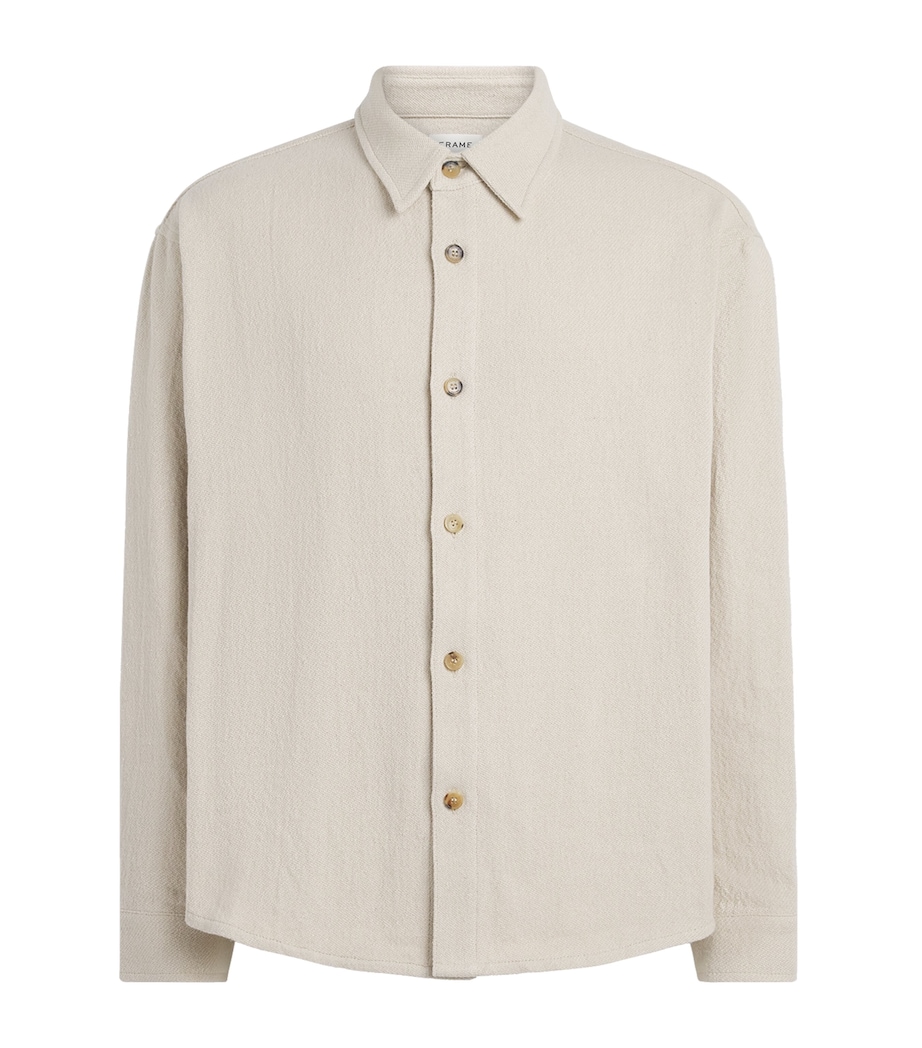 FRAME Mens Textured Overshirt Wrmc Warm Cream Image 1