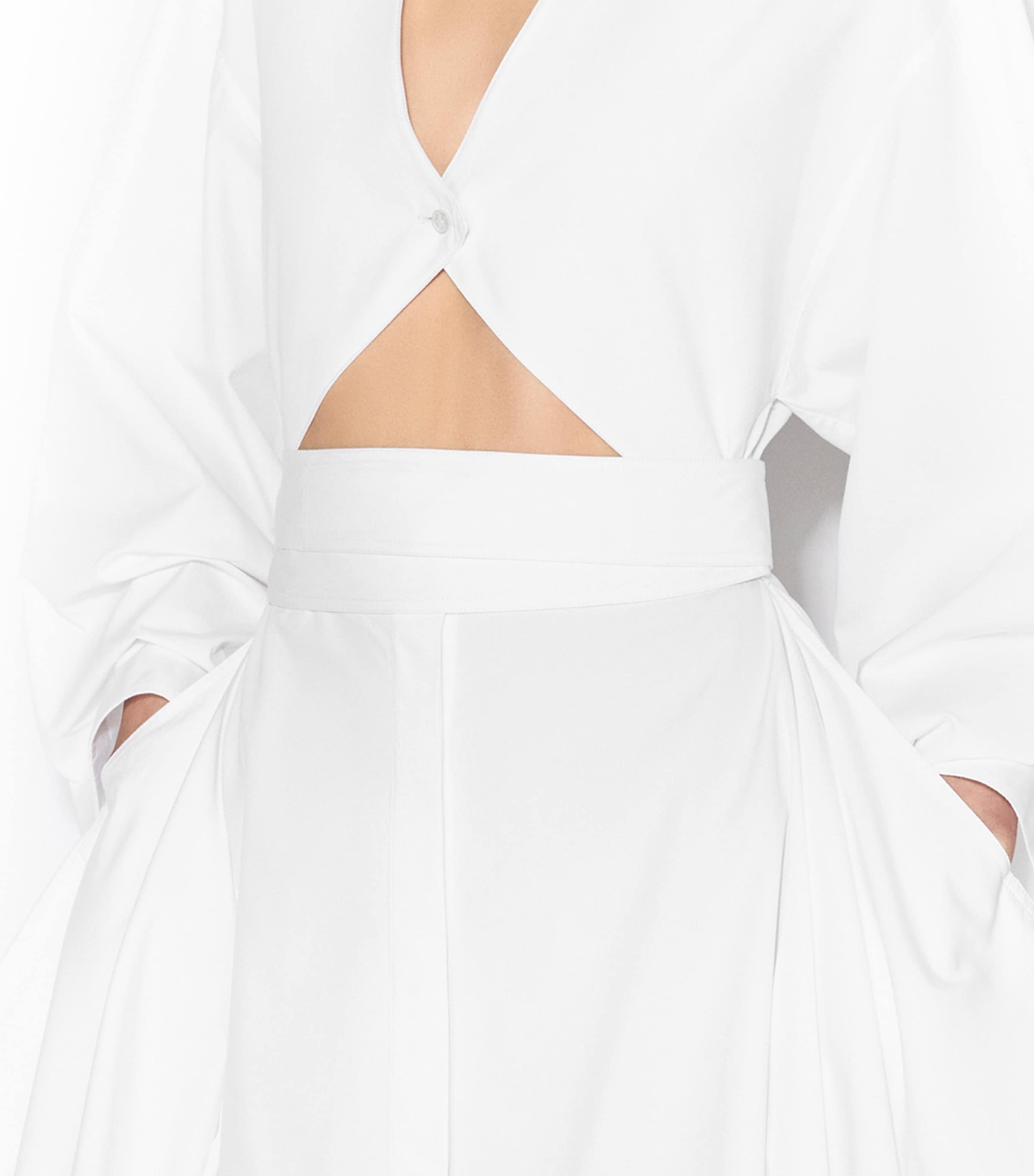 Alaïa Womens Cotton Poplin Midi Dress Blanc Image 5