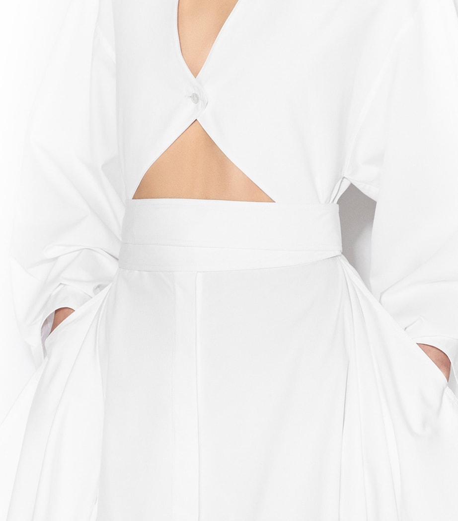 Alaïa Womens Cotton Poplin Midi Dress Blanc Image 5