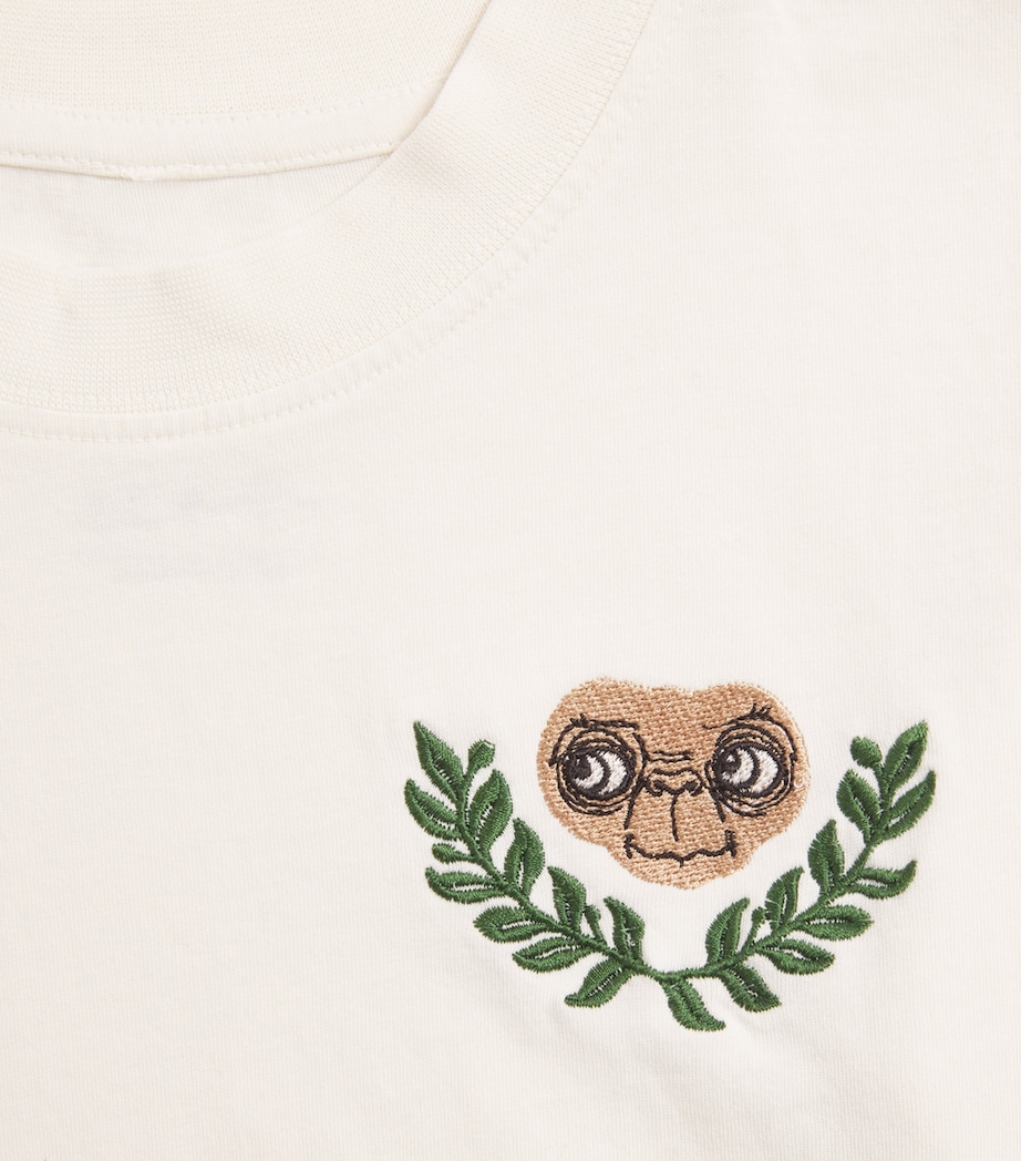 Mini Rodini x E.T. Organic Cotton Embroidered T-Shirt (3-11 Years) Off White Image 3