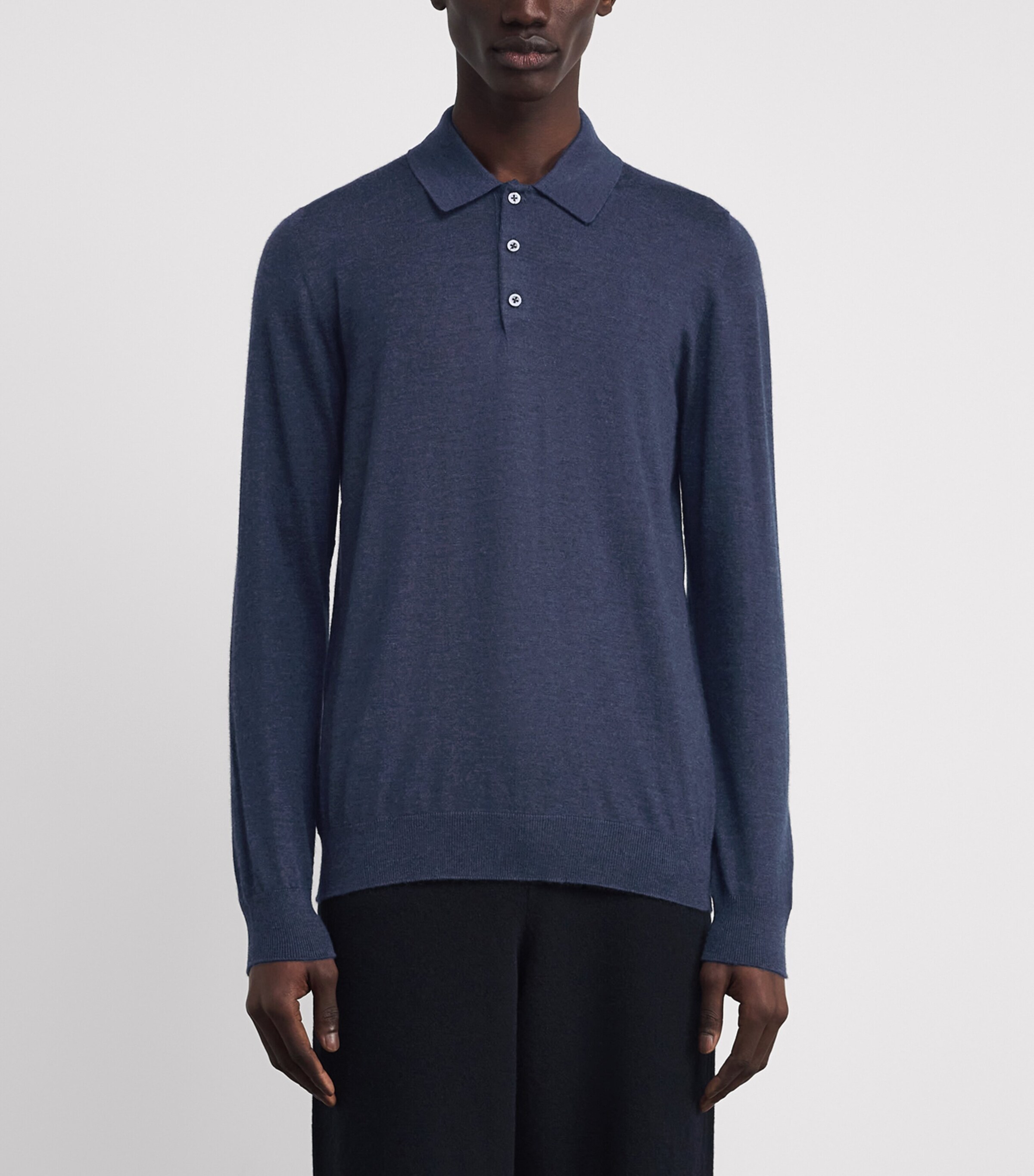 Superfine Cashmere Fin Polo Shirt HD7350 BARRA NAVY Image 3