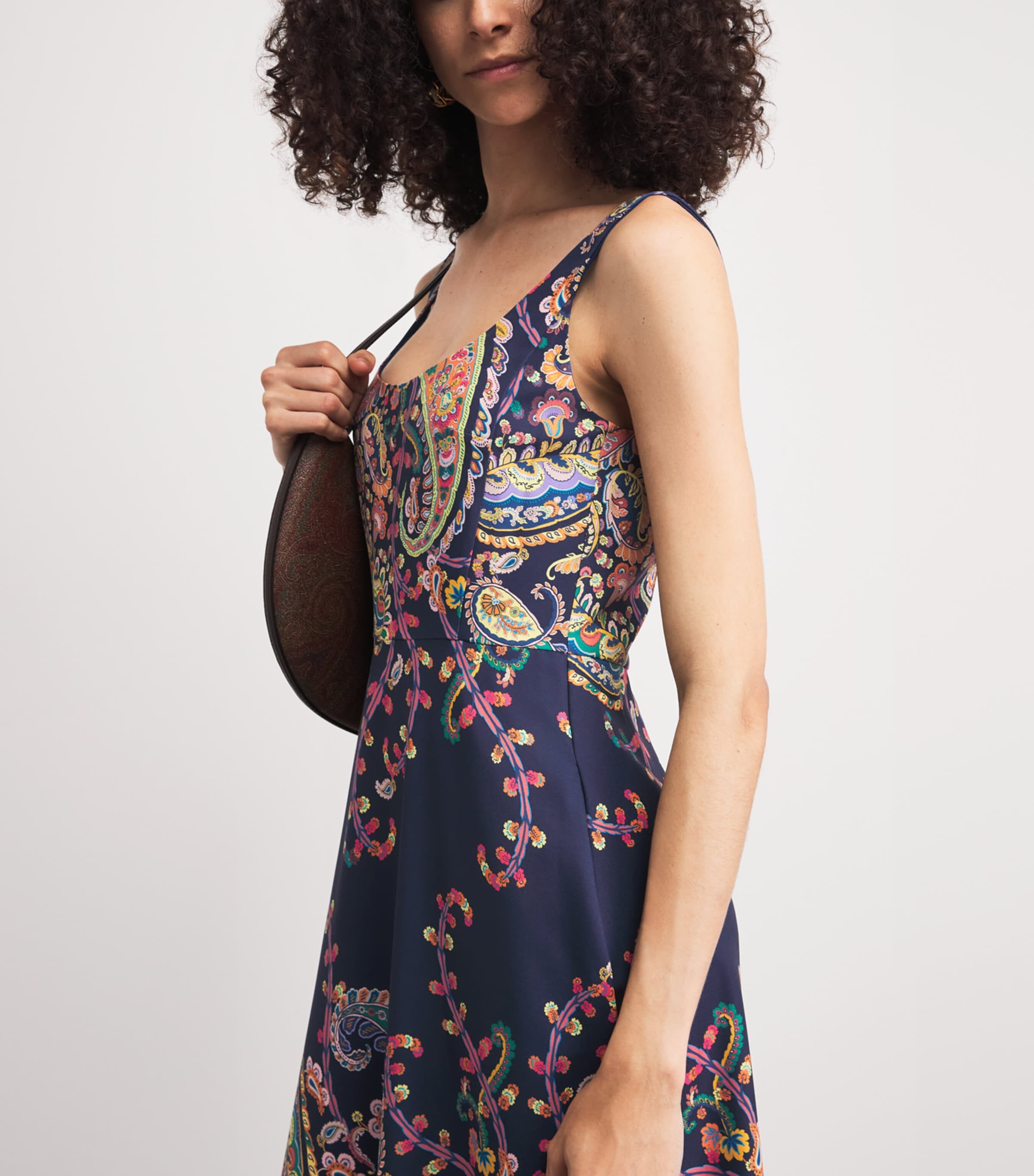 Etro Blue Crepe Paisley Print Midi Dress | Harrods UK