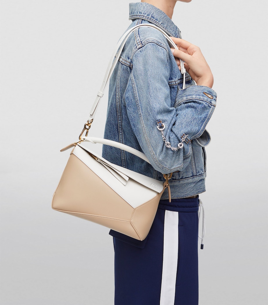 LOEWE Small Leather Puzzle Top-Handle Bag Soft White/paper Image 2