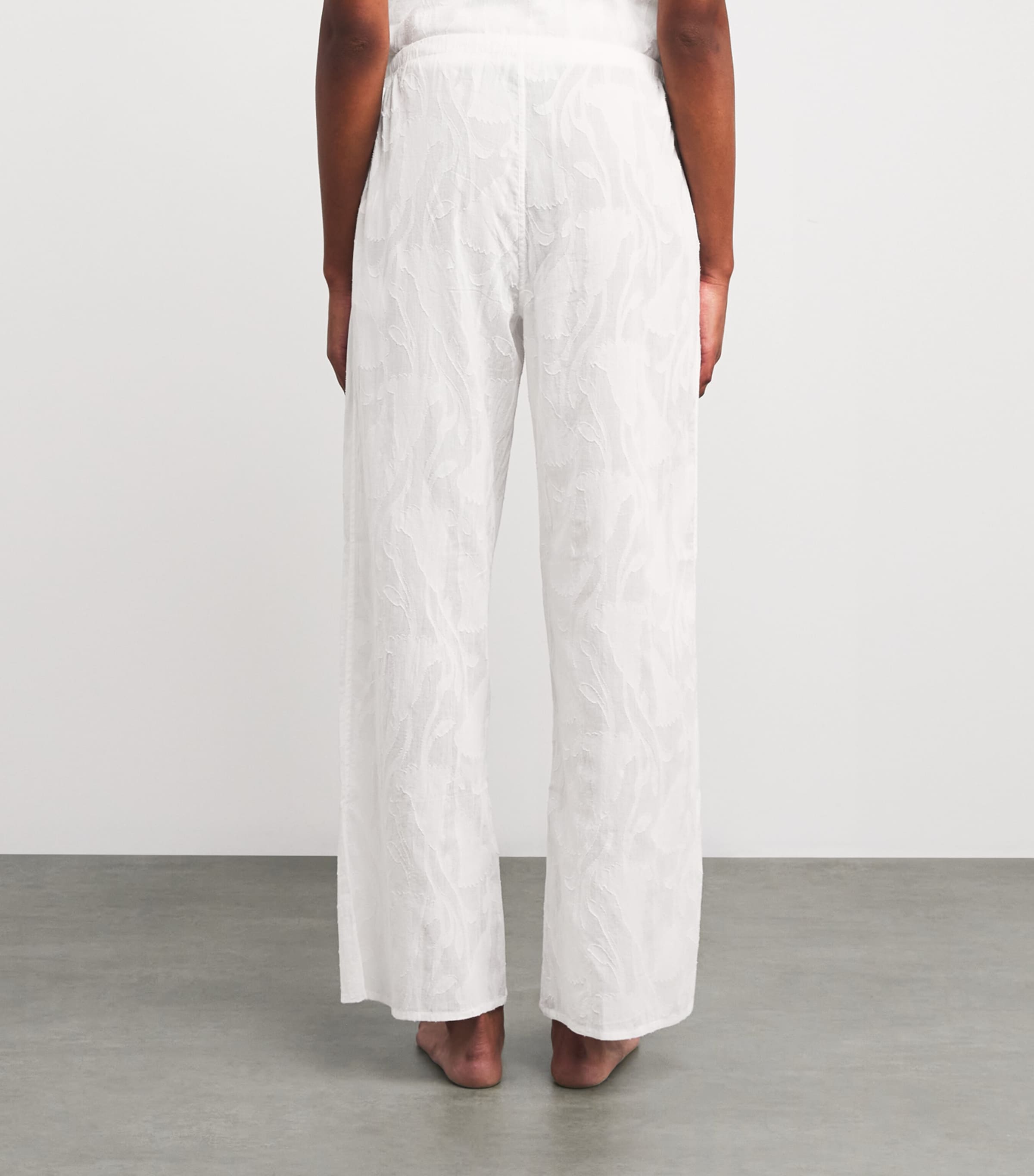 Floral Jacquard Pyjama Trousers OFF WHITE Image 4