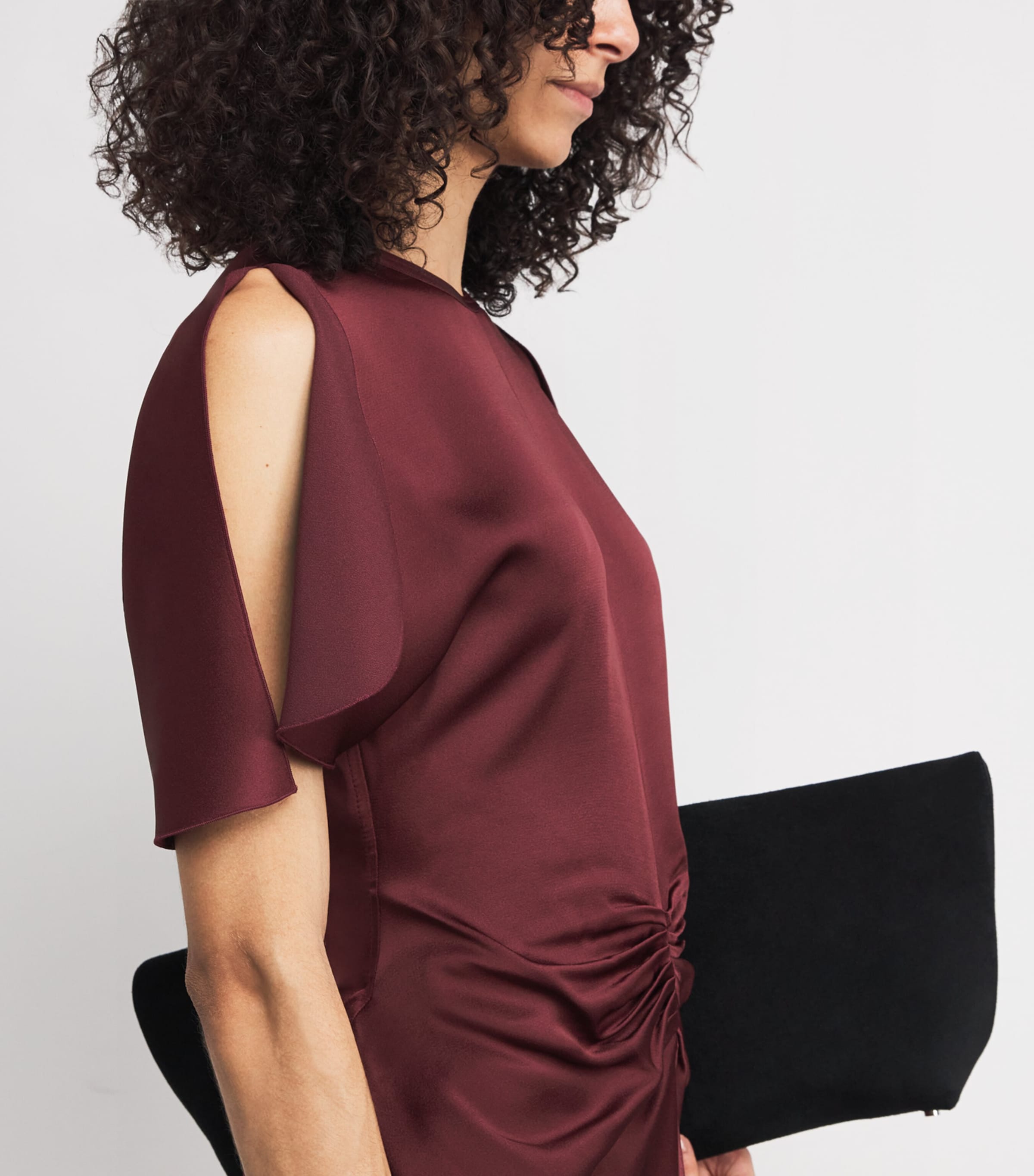 Satin Gathered Maxi Dress 9635 CINNABAR RED Image 4