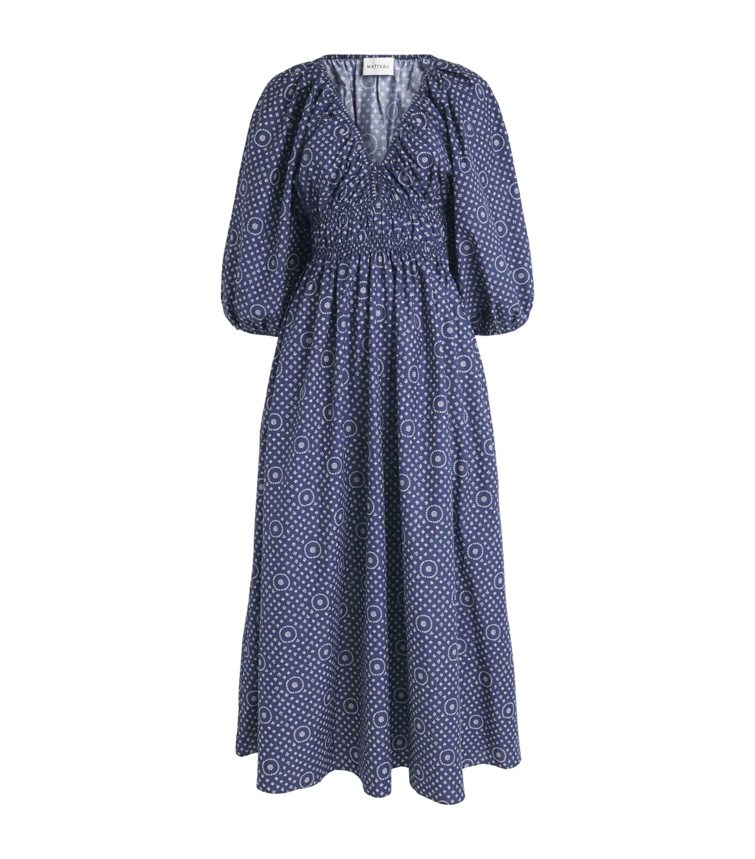 Matteau Womens Organic Cotton Paisley Maxi Dress Bluebellblu Image 1