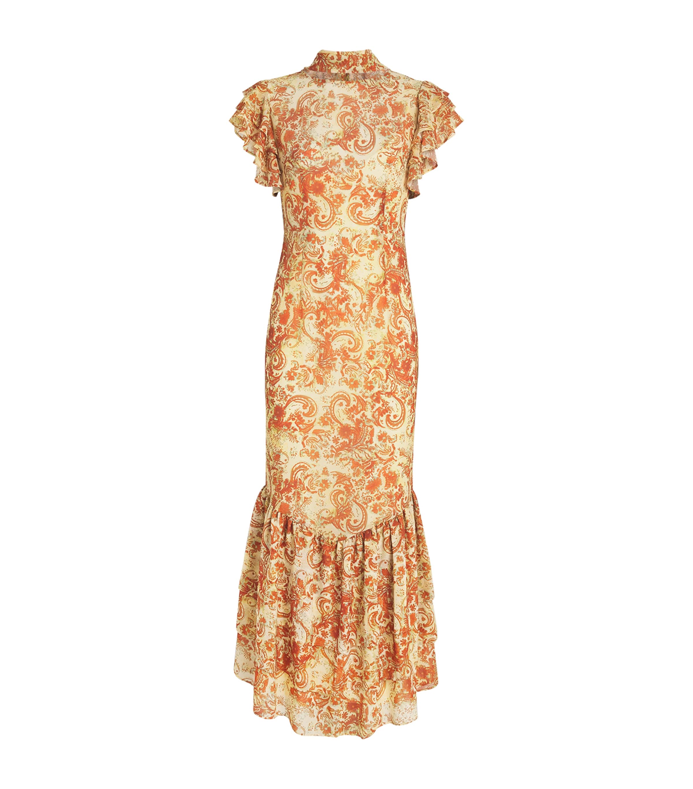De La Vali Chiffon Floral Avalon Maxi Dress In Yellow