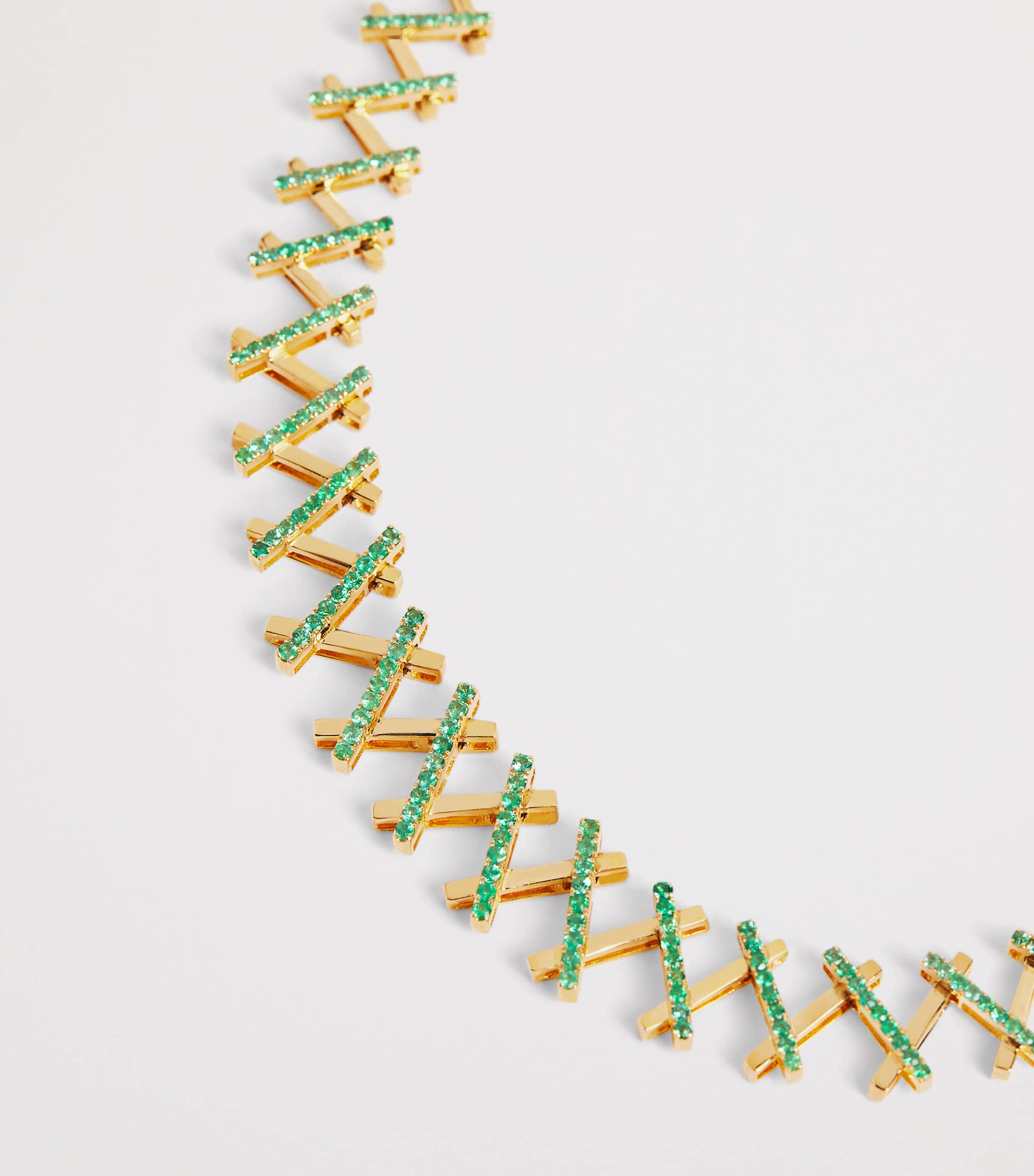 Suzanne Kalan Yellow Gold and Emerald Pavé Deco Wishbone Necklace Rg/wd Image 4