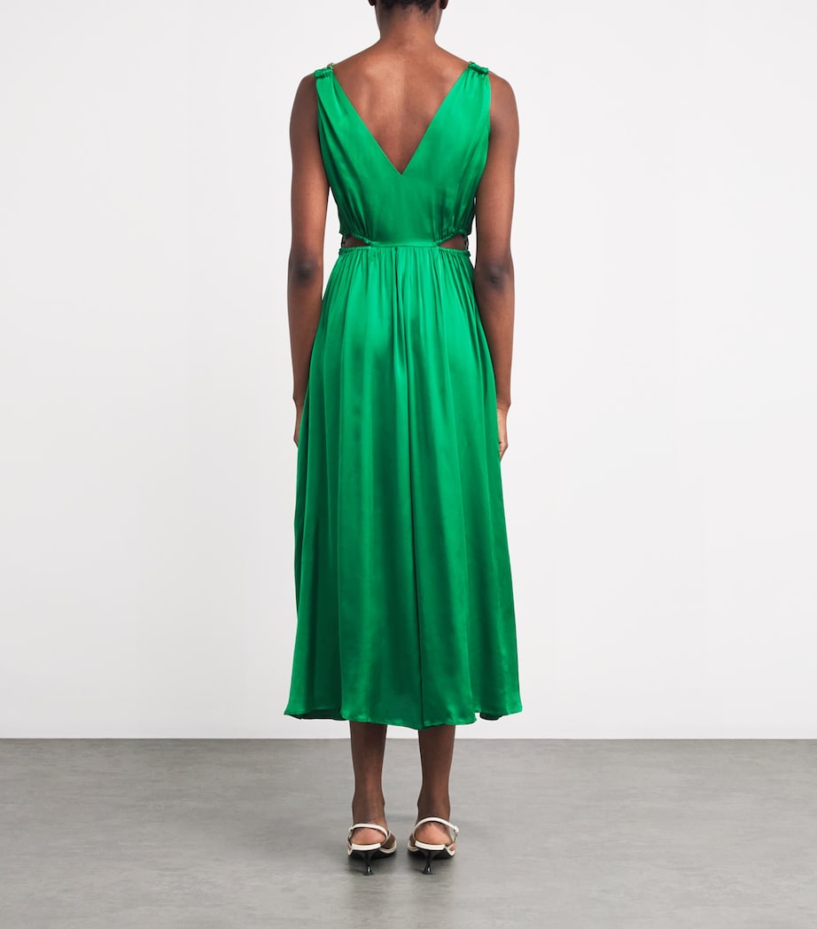 Satin-Effect Midi Dress GREEN Image 2