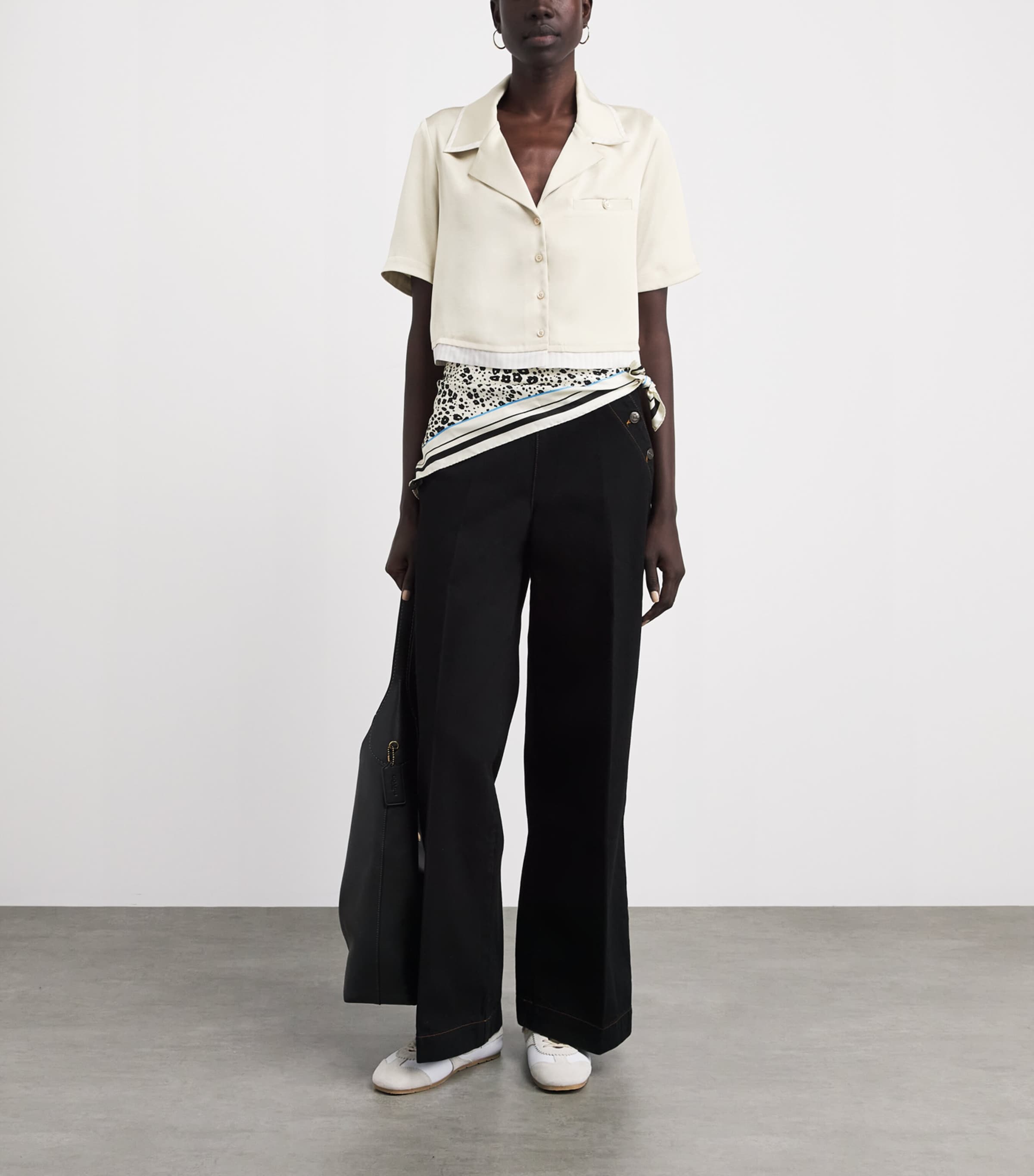 Claudie Pierlot Womens Satin Cropped Shirt Vanilla Image 2