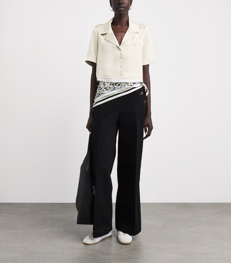 Claudie Pierlot Womens Satin Cropped Shirt Vanilla Image 2