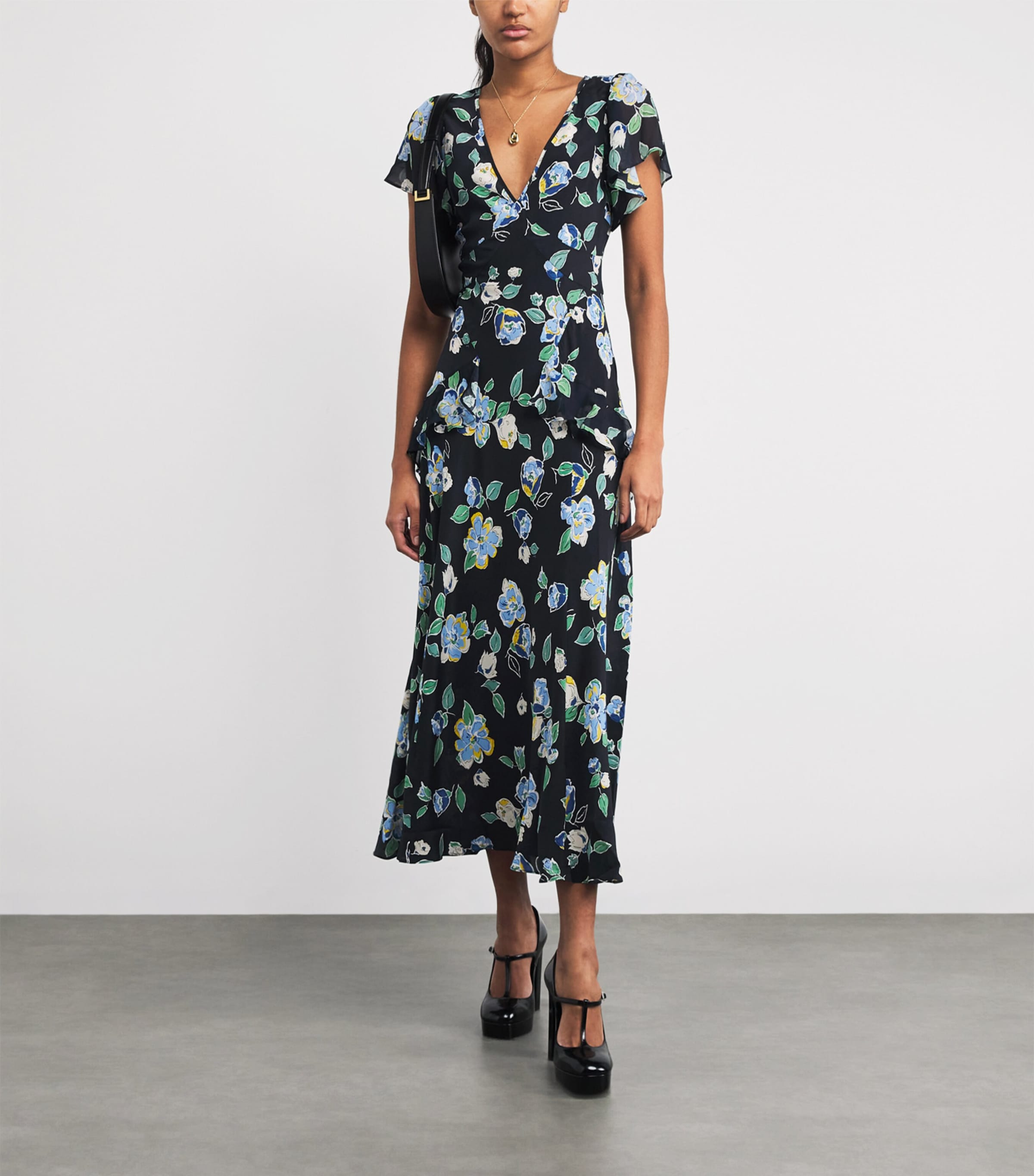 Silk Evie  Midi Dress KIMMIE FLORAL NAVY Image 2