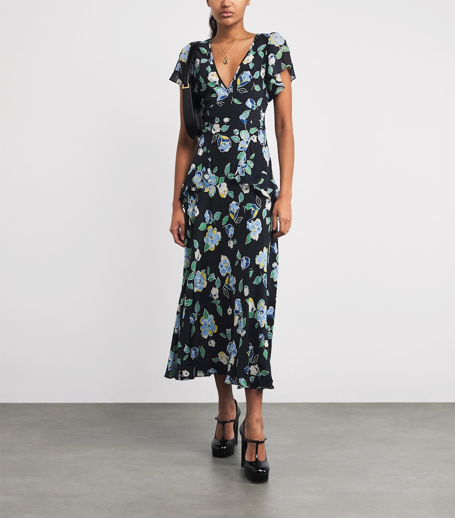 Silk Evie Midi Dress KIMMIE FLORAL NAVY Image 2