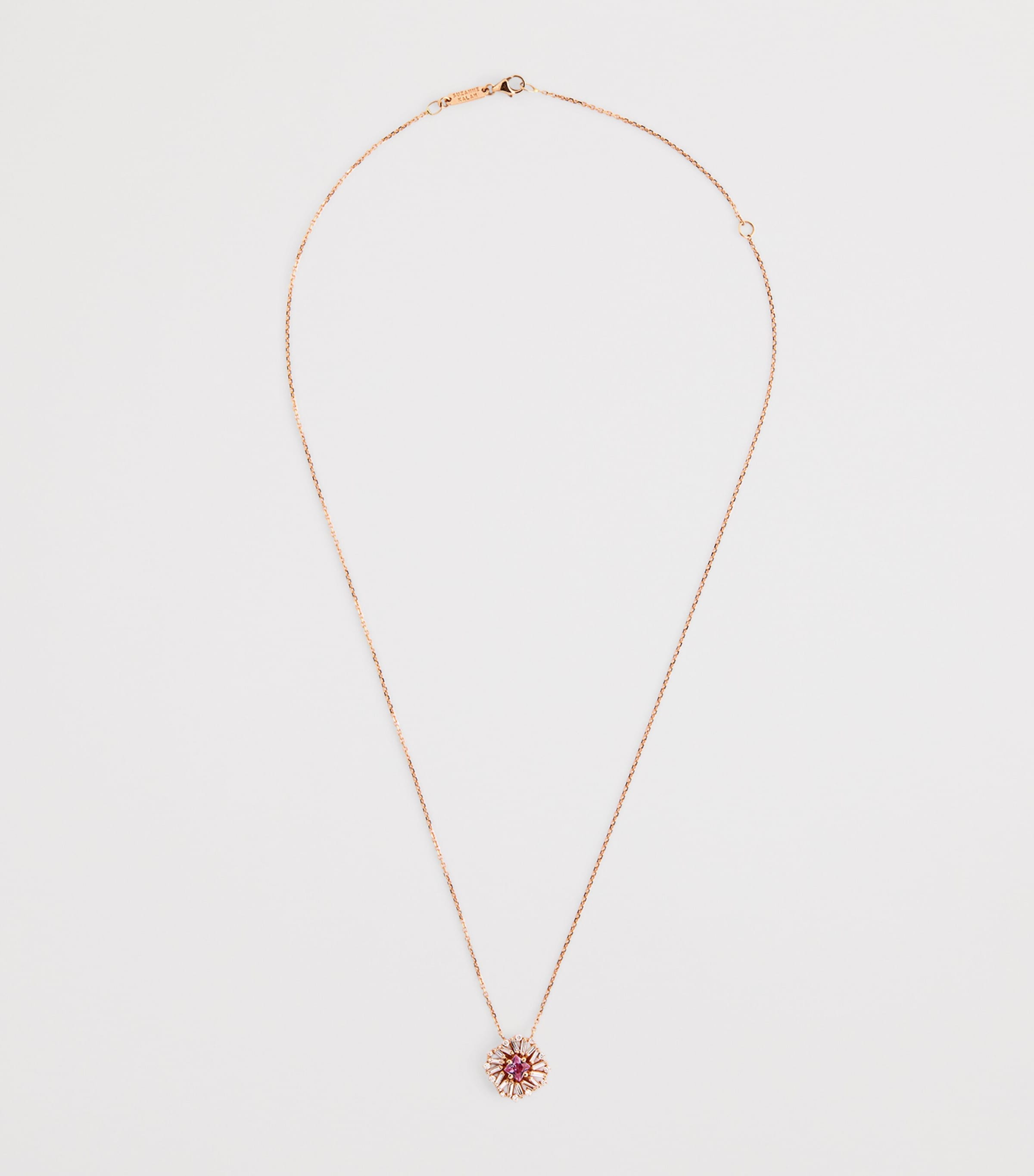 Suzanne Kalan Rose Gold, Diamond and Pink Sapphire Princess Flower Necklace Rg/p Image 3