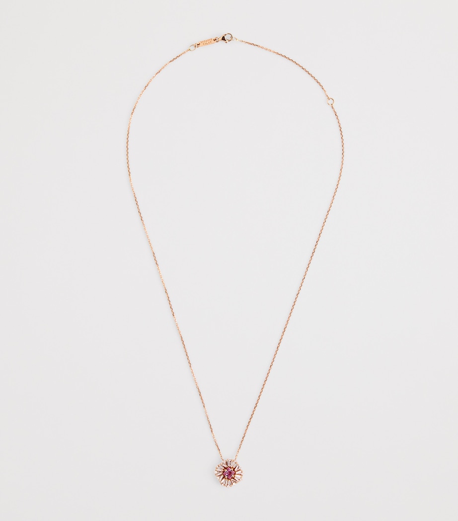 Suzanne Kalan Rose Gold, Diamond and Pink Sapphire Princess Flower Necklace Rg/p Image 3