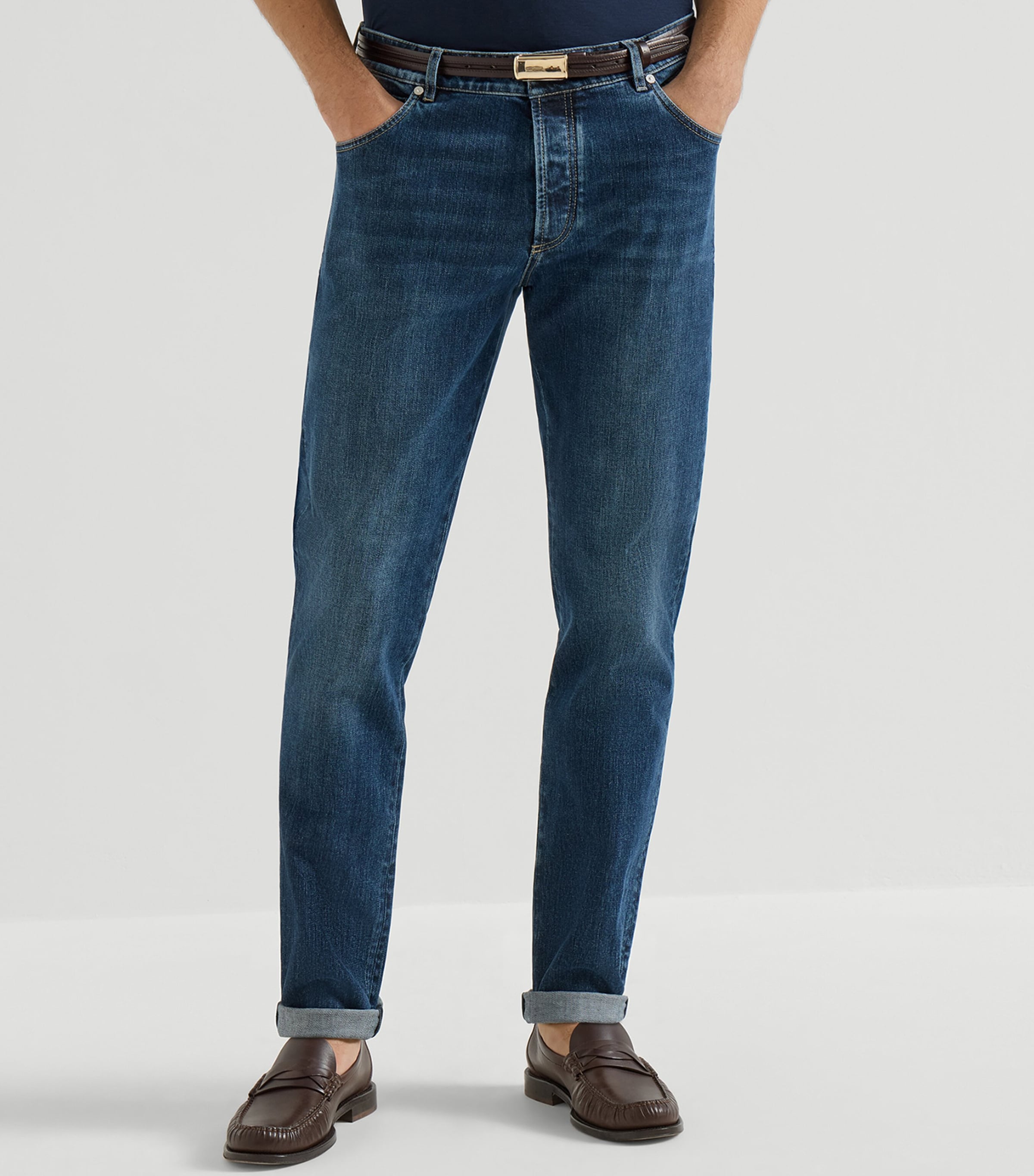 Brunello Cucinelli Mens Stretch-Cotton Slim Jeans Image 3