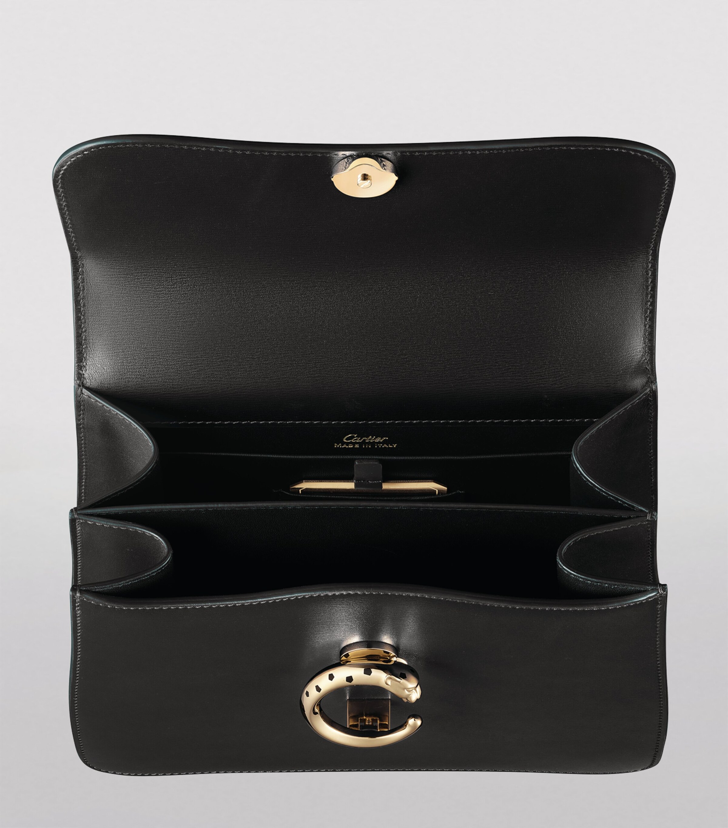 Leather Panthère De Cartier Top-Handle Bag BLACK Image 4