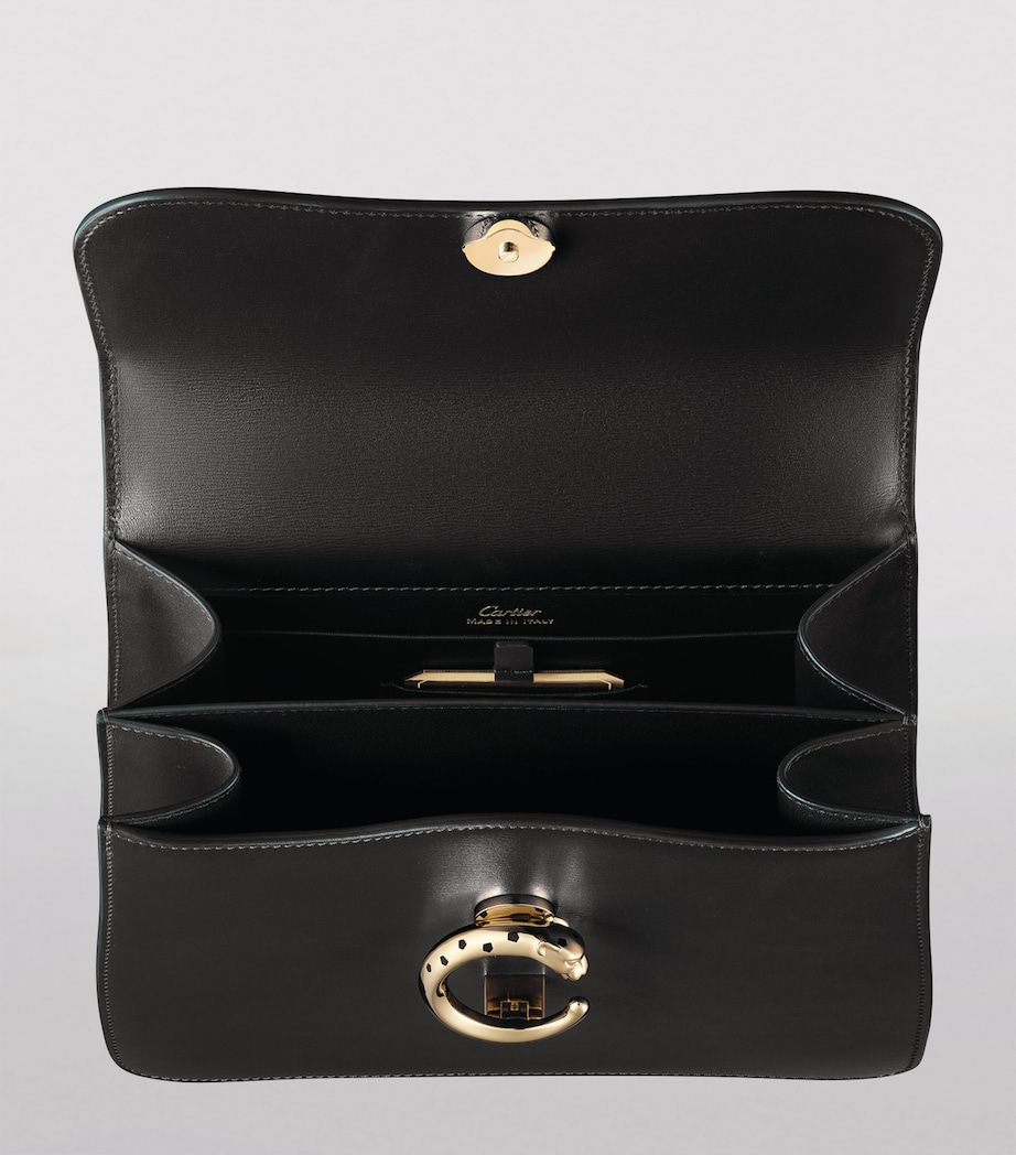 Leather Panthère De Cartier Top-Handle Bag BLACK Image 4