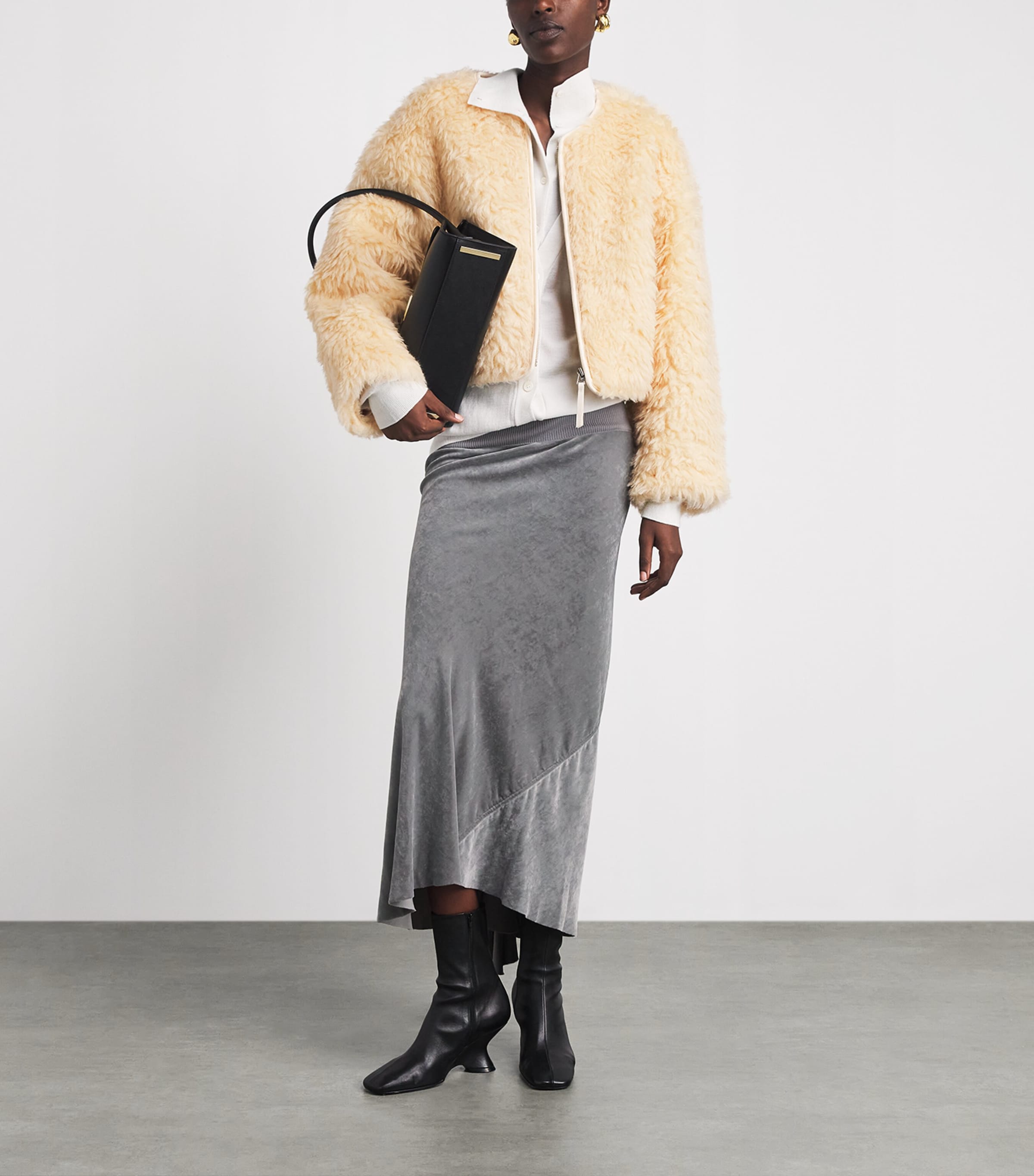 Source Unknown Womens Shearling Cropped Jacket Yellow Image 2