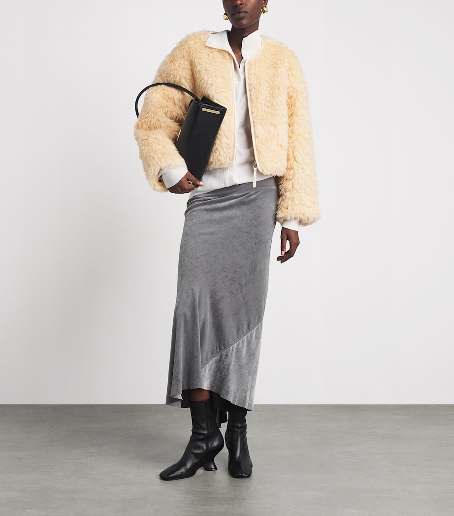 Source Unknown Womens Shearling Cropped Jacket Yellow Image 2