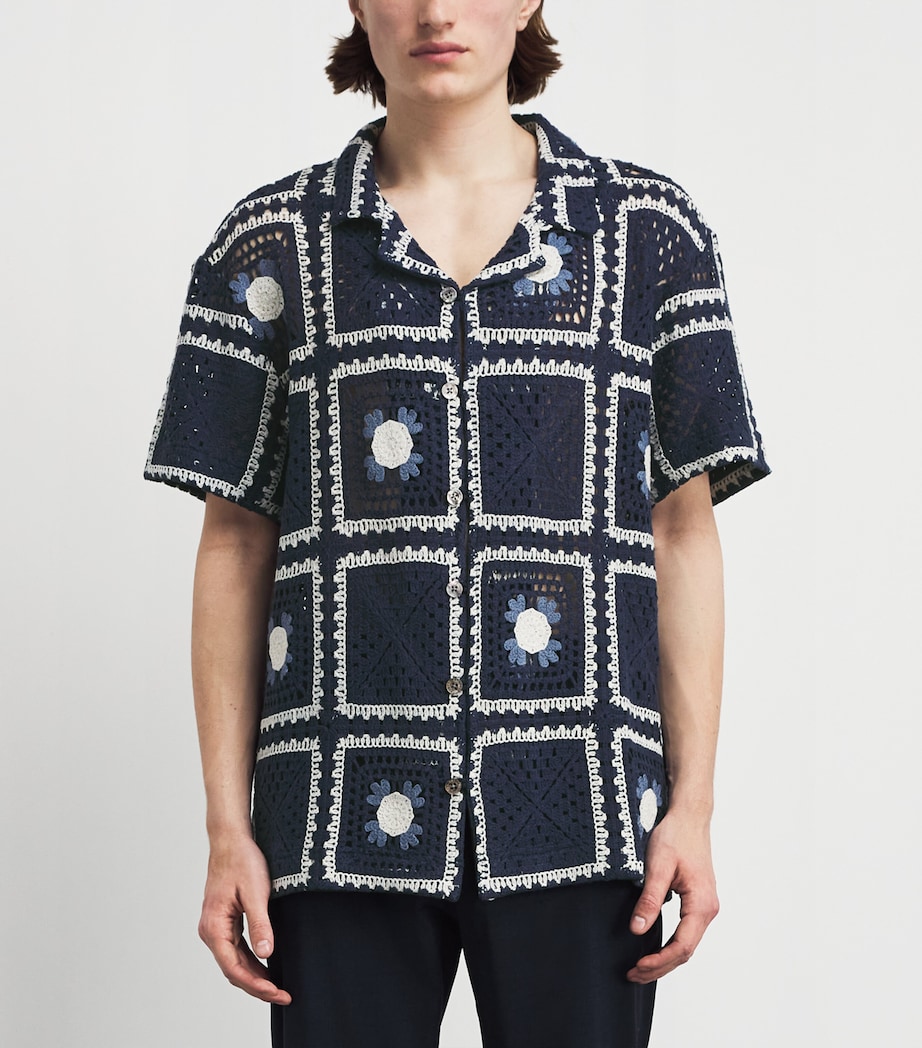 CHÉ Mens Crocheted Tejer Shirt Navy Image 4